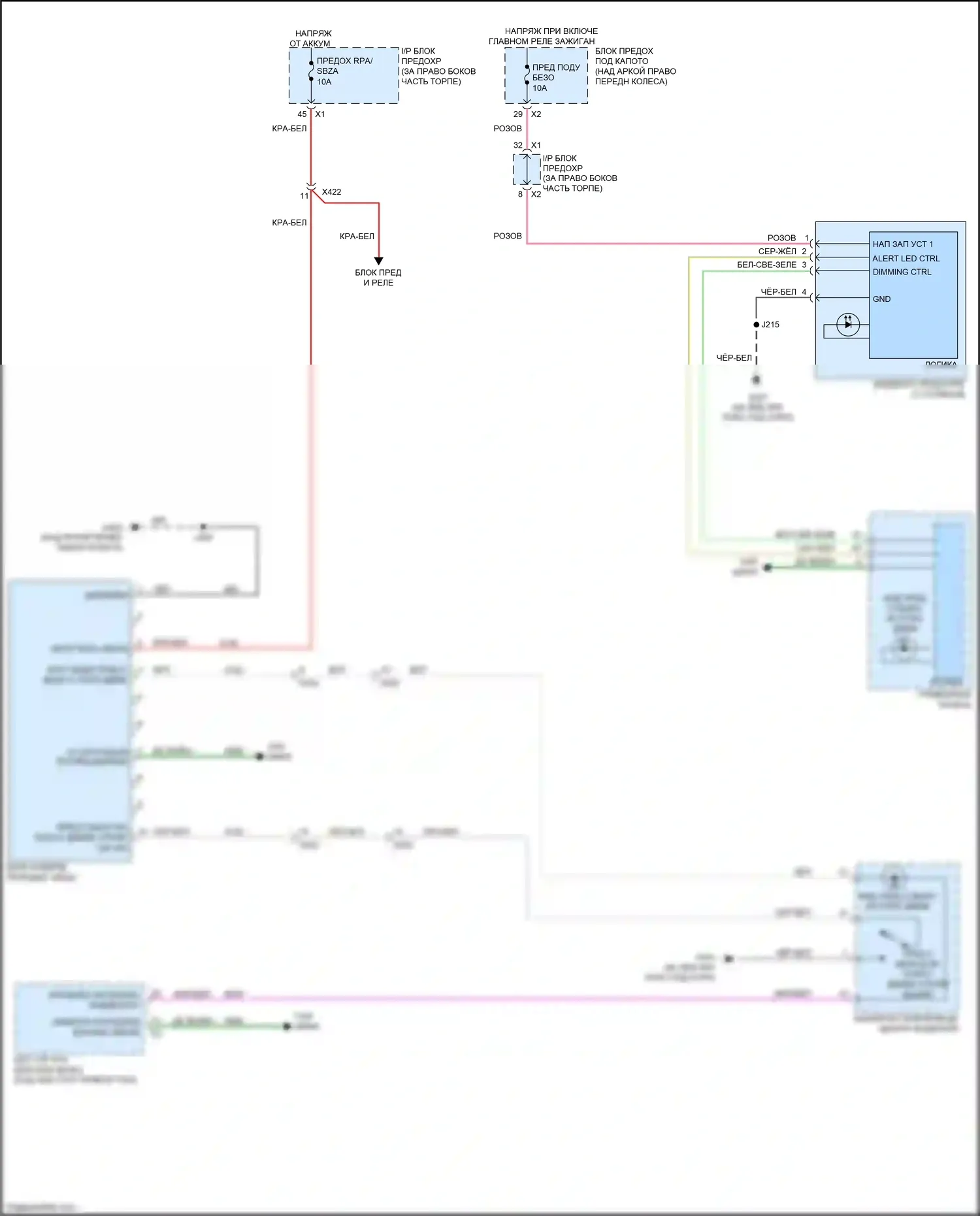 Acadia GMC I рестайлинг (2013-2016): Электросхема сигнализации о выезде с полосы движения 