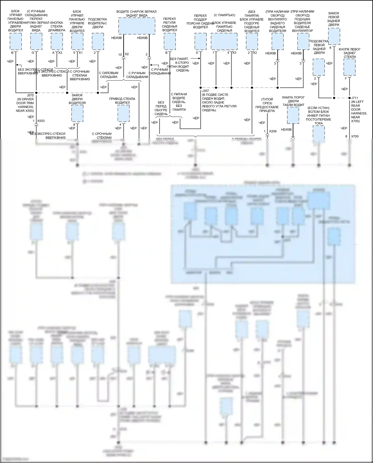 Acadia GMC I рестайлинг (2013-2016): Электросхема разводки массы (3 из 6) 