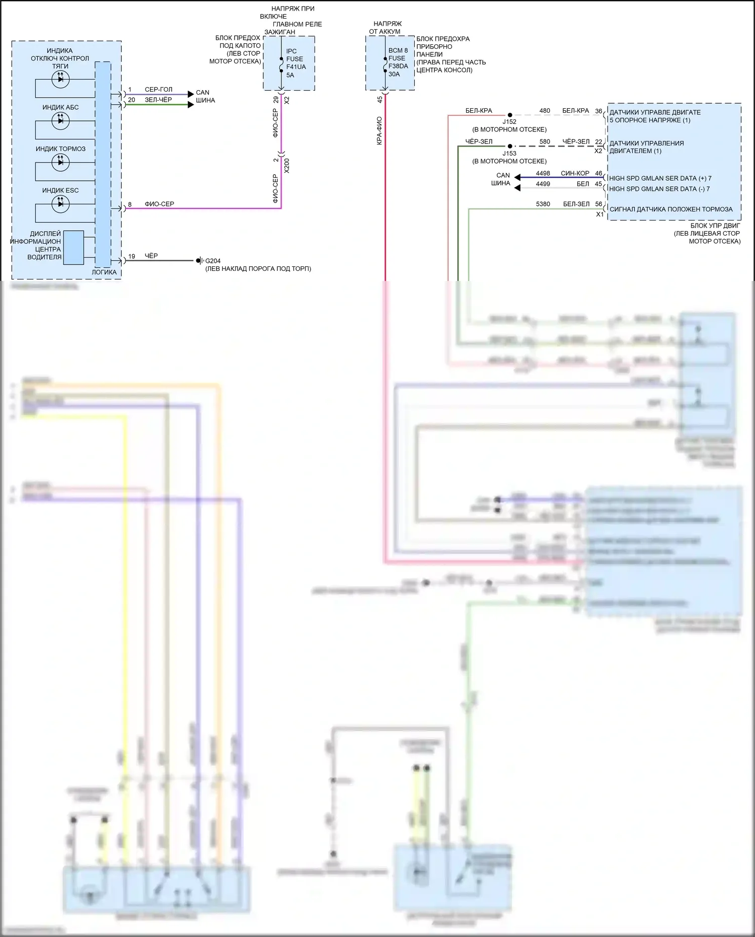 Acadia GMC II рестайлинг (2019-2024): 2,0л vin 4, антиблокировочная система abs электросхема (2 из 2) 