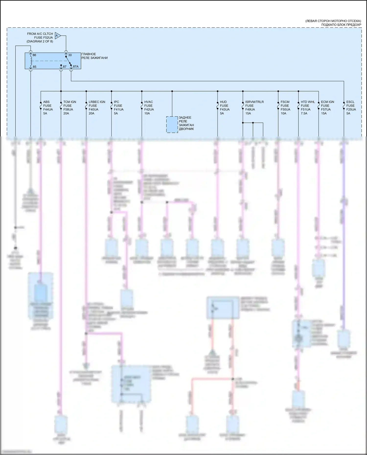 Acadia GMC II рестайлинг (2019-2024): Электросхема блока предохранителей реле (1 из 8) 