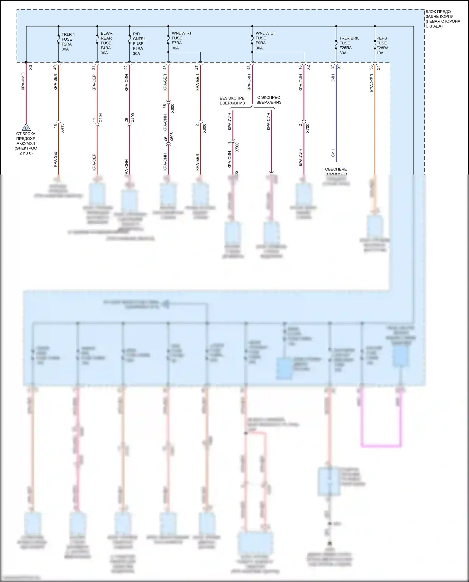 Acadia GMC II рестайлинг (2019-2024): Электросхема блока предохранителей реле (3 из 8) 