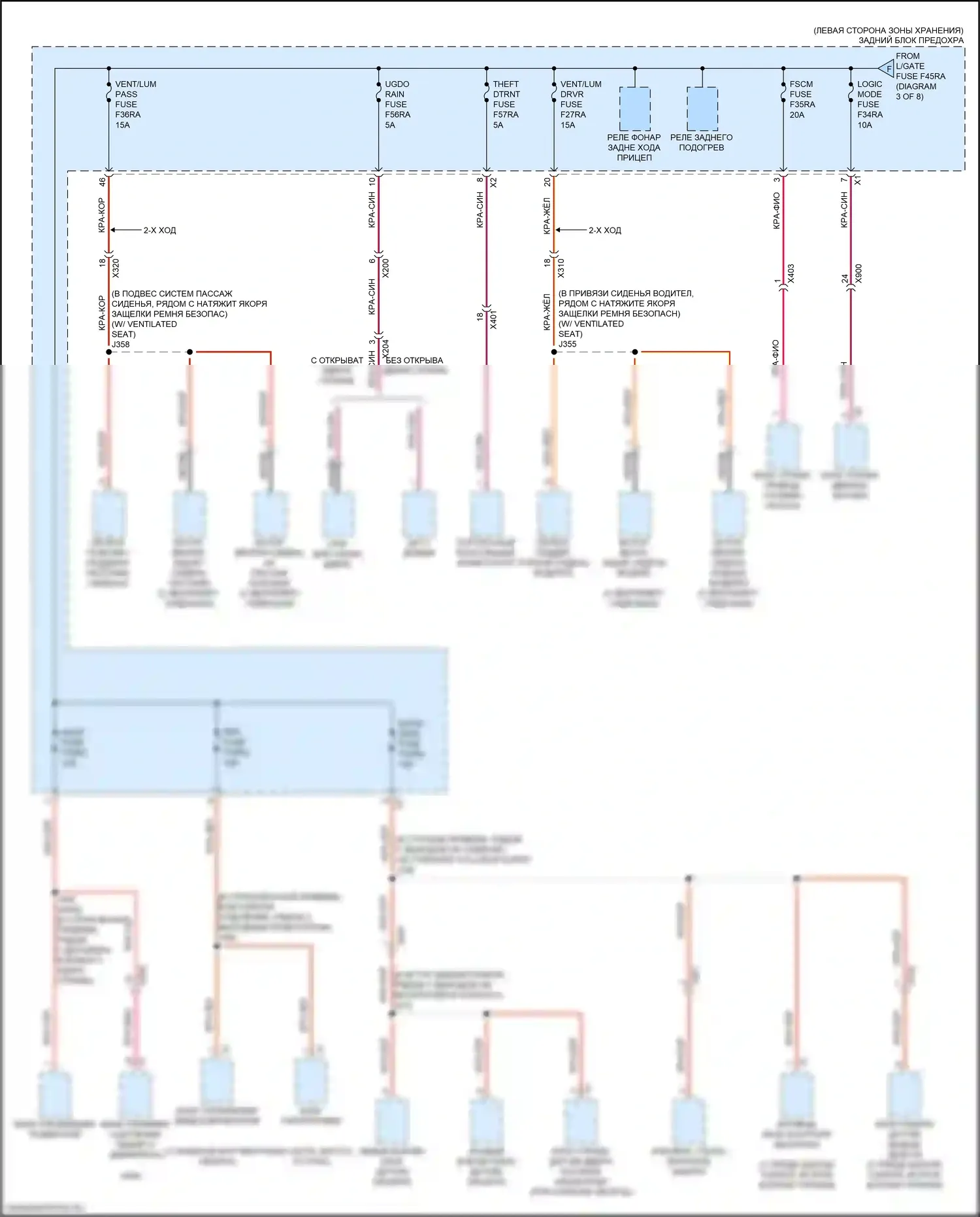 Acadia GMC II рестайлинг (2019-2024): Электросхема блока предохранителей реле (6 из 8) 
