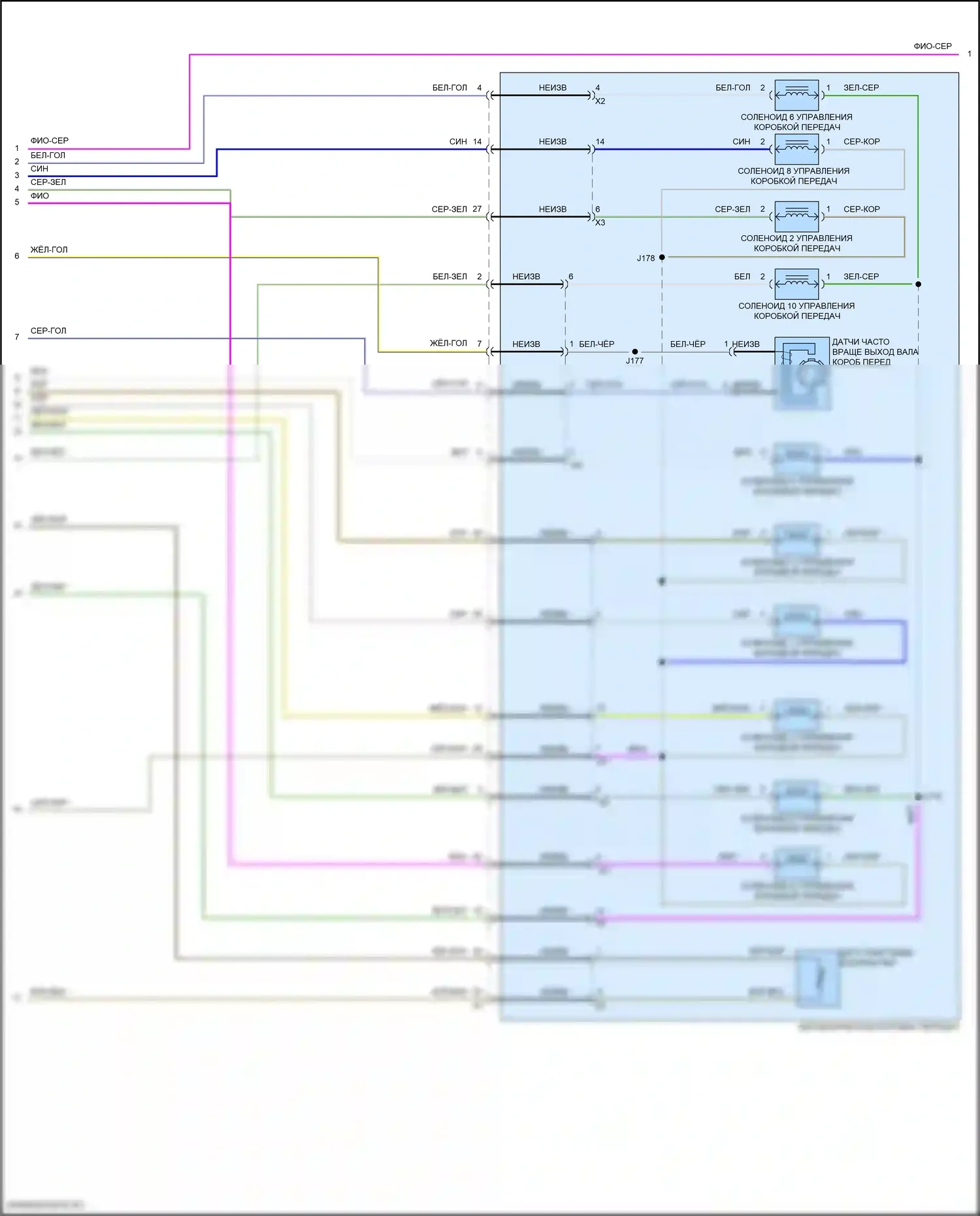 Acadia GMC II рестайлинг (2019-2024): Электросхема автоматической коробки передач, без etrs (2 из 3) 
