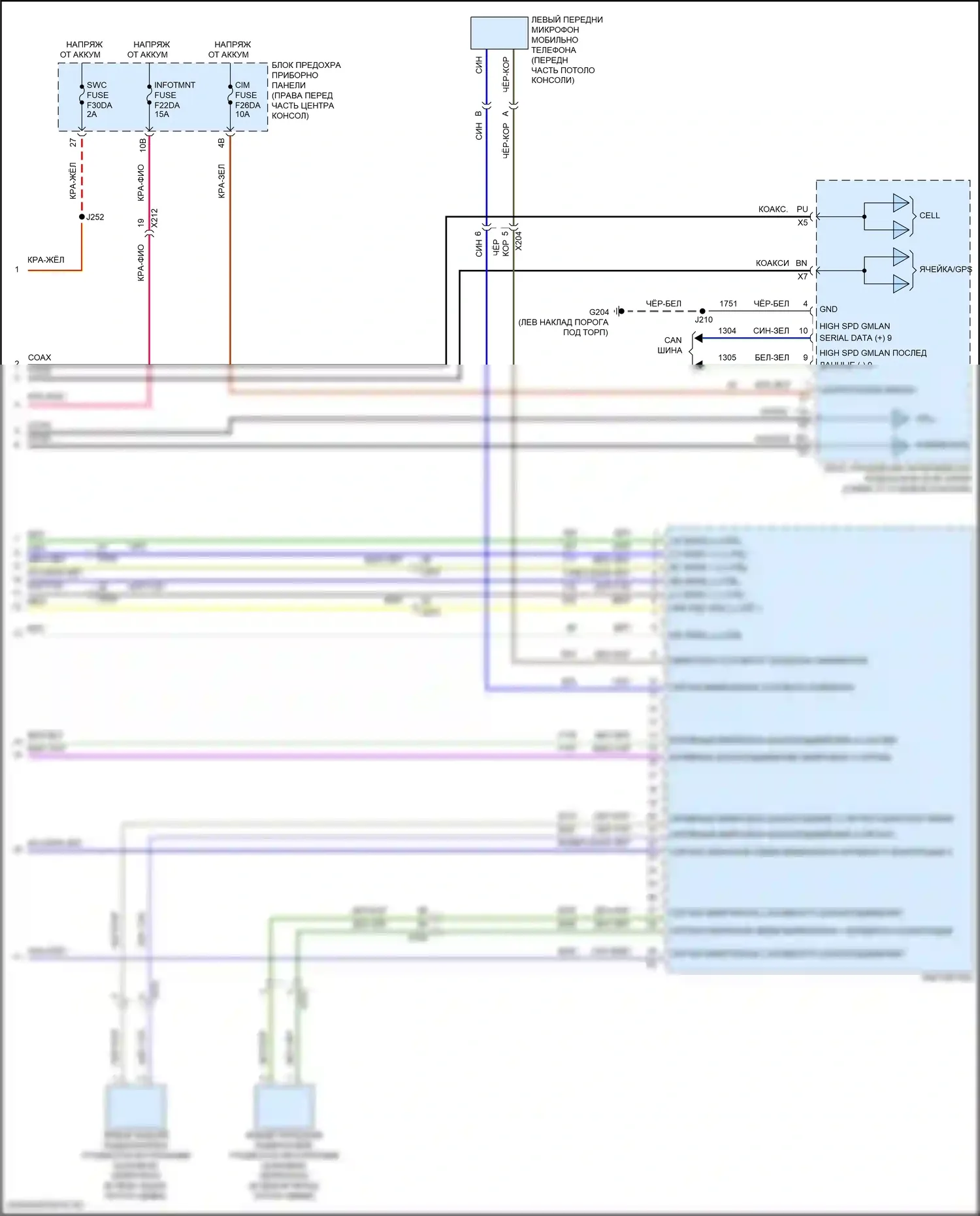 Acadia GMC II рестайлинг (2019-2024): Электросхема магнитолы, низкий уровень (3 из 3) 