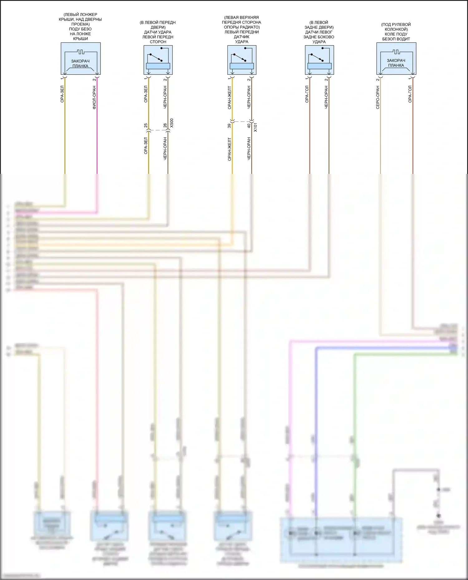 Acadia GMC II рестайлинг (2019-2024): Электросхема подушек безопасности (2 из 3) 