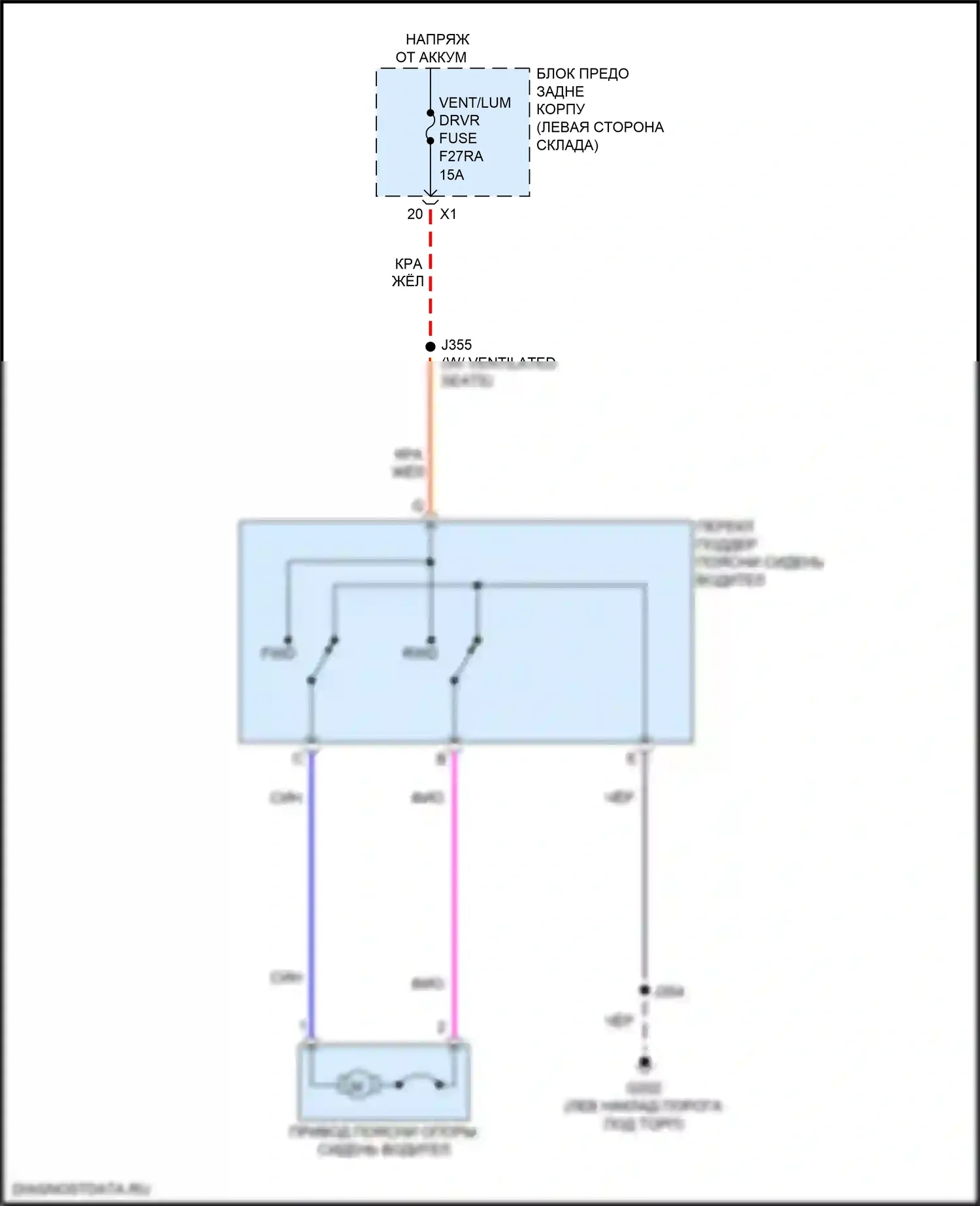 Acadia GMC II рестайлинг (2019-2024): Поясничная электросхема водителя 