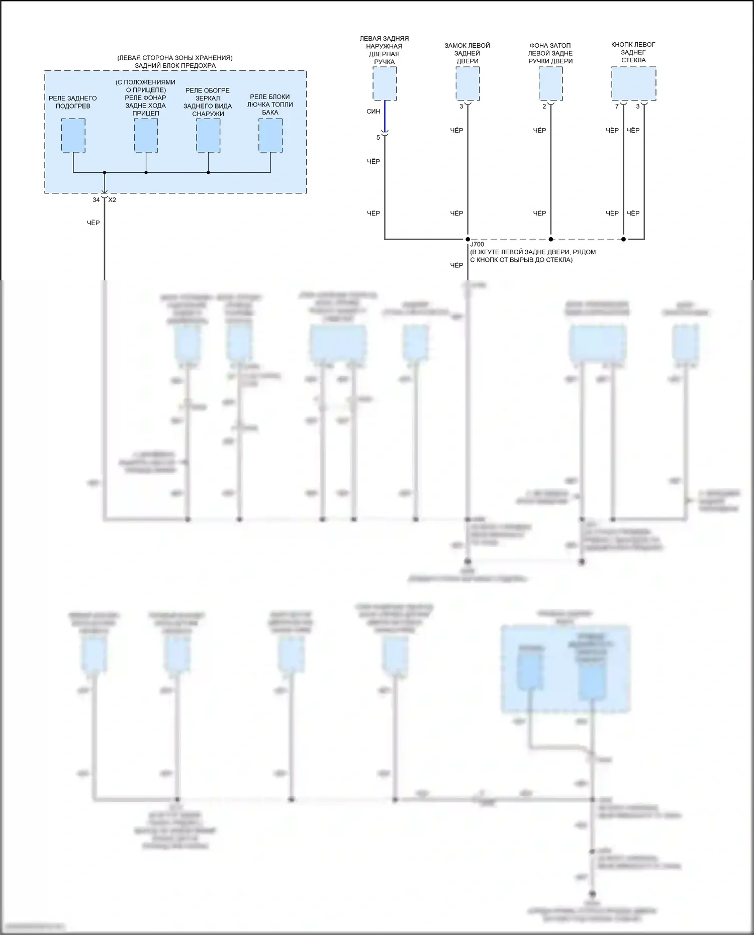 Acadia GMC II рестайлинг (2019-2024): Электросхема разводки массы (7 из 8) 