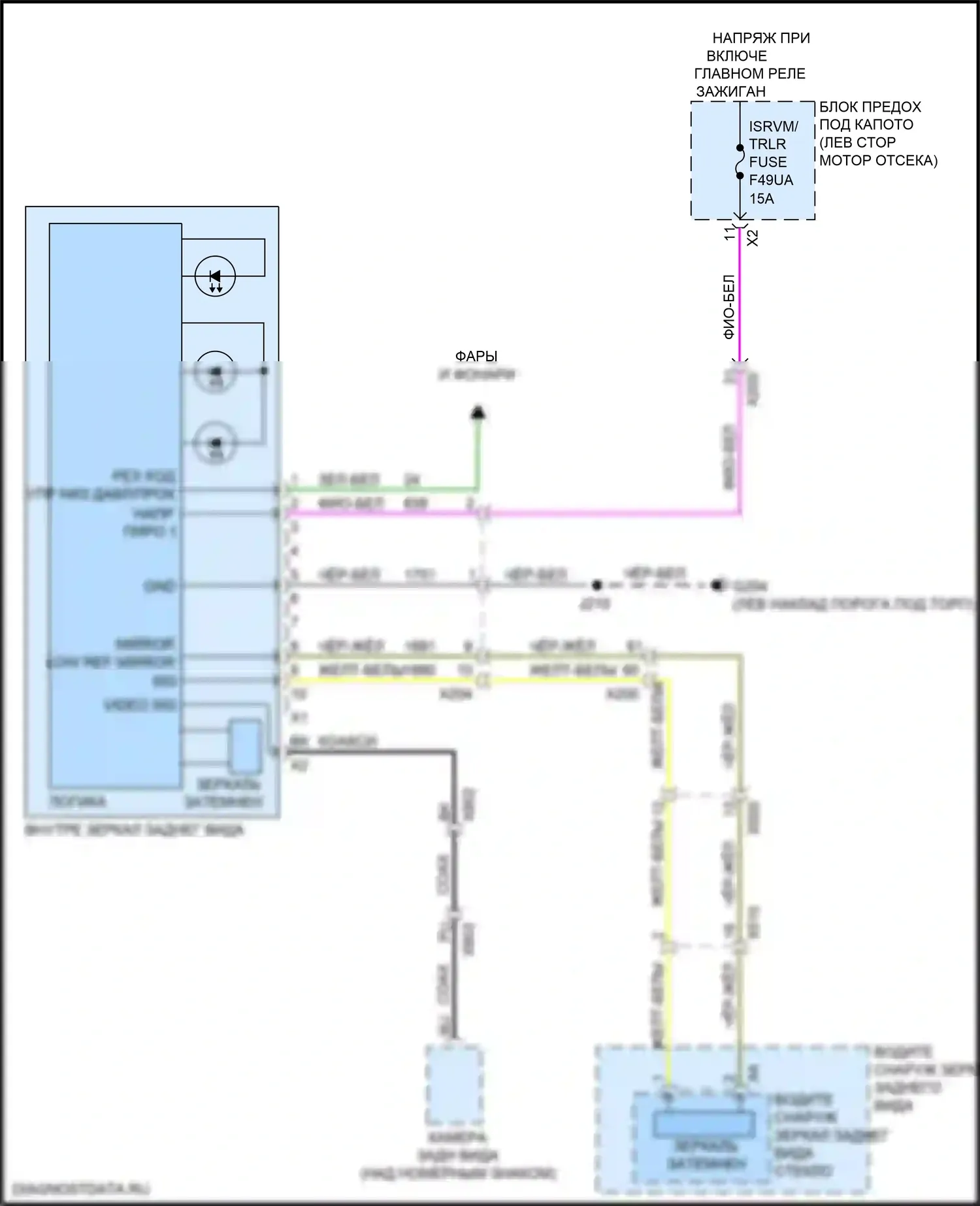 Acadia GMC II рестайлинг (2019-2024): Электросхема электрохромного зеркала 