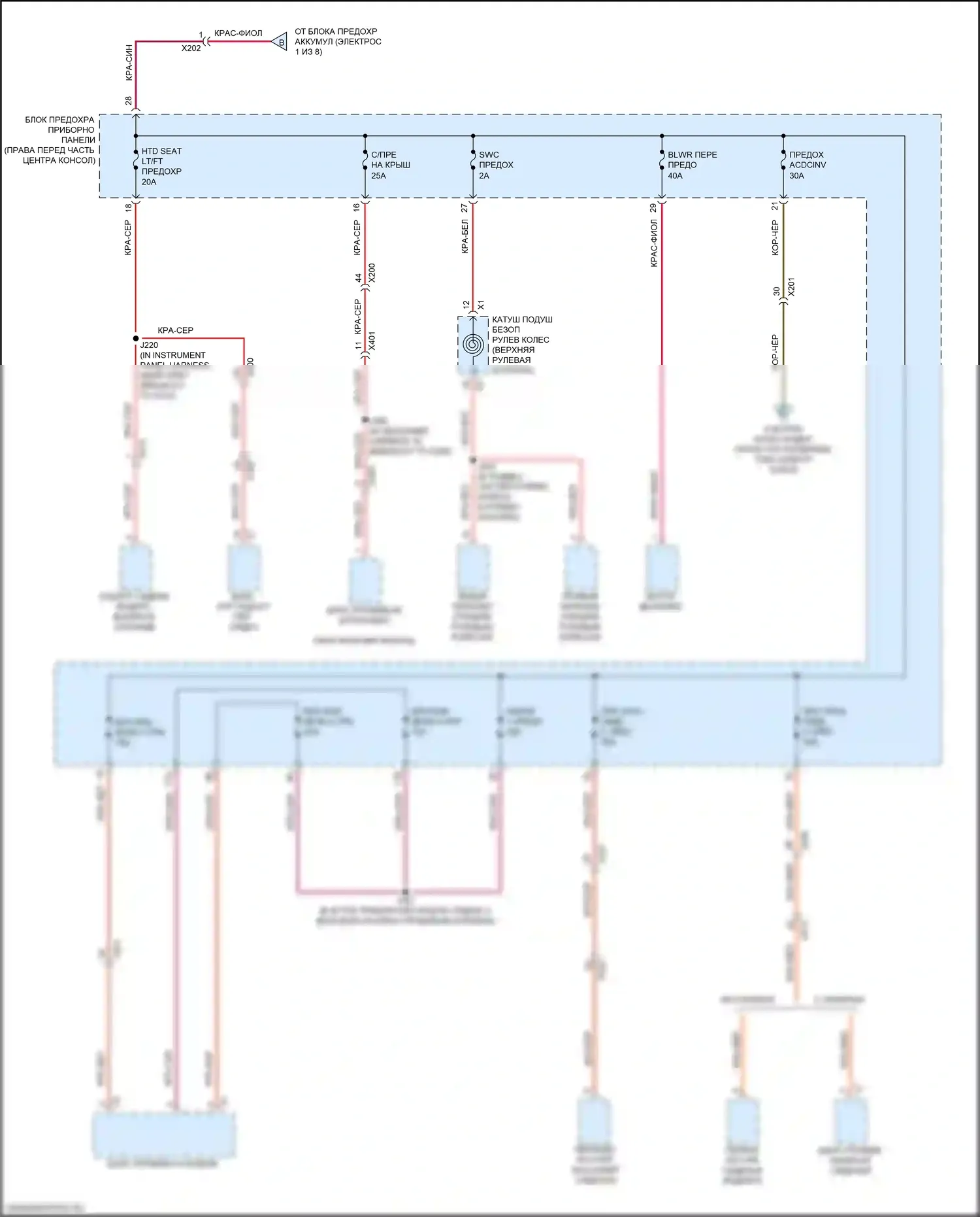 Acadia GMC II (2016-2019): Электросхема блока предохранителей реле (4 из 8) 