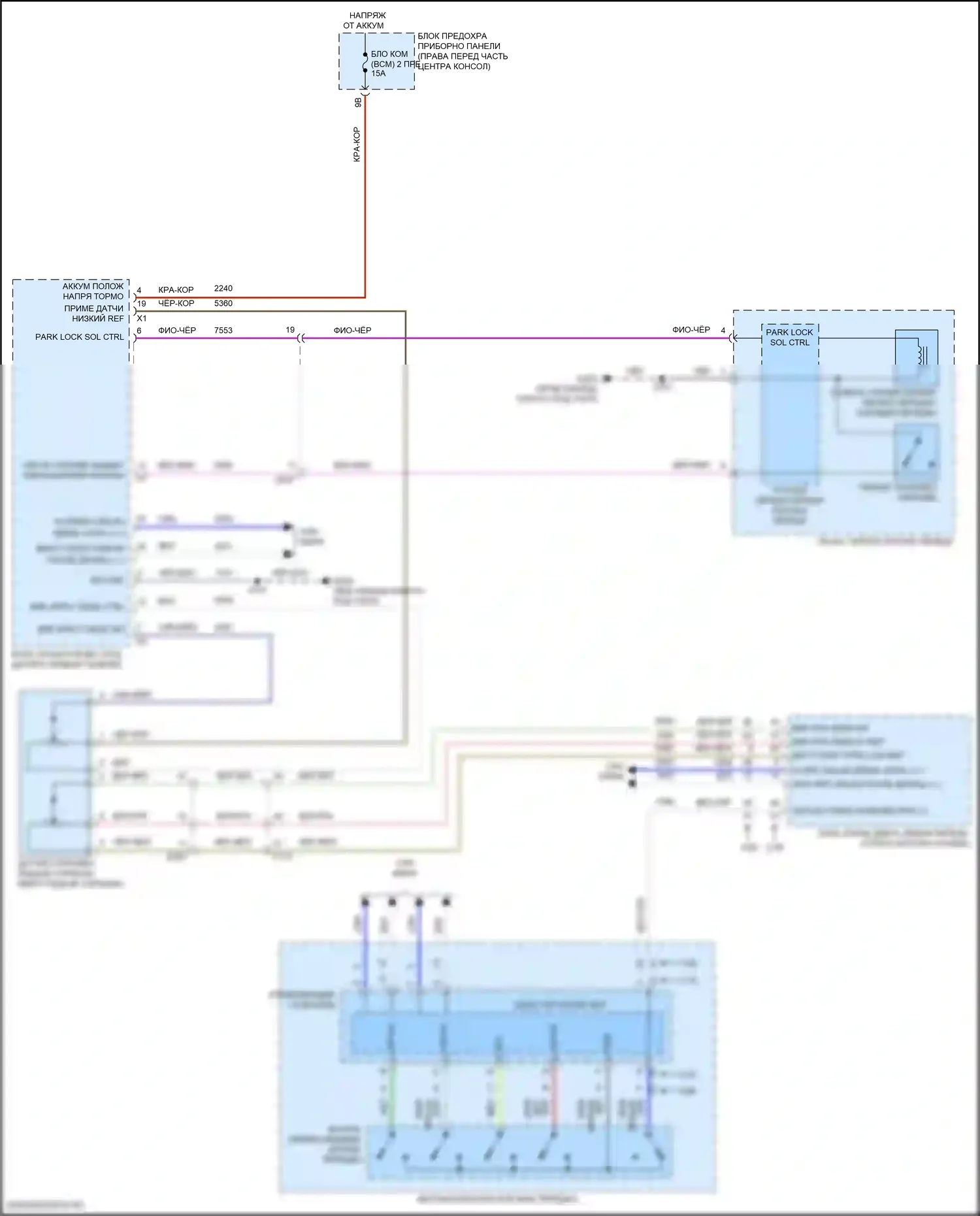 Acadia GMC II (2016-2019): Электросхема блокировки селектора 