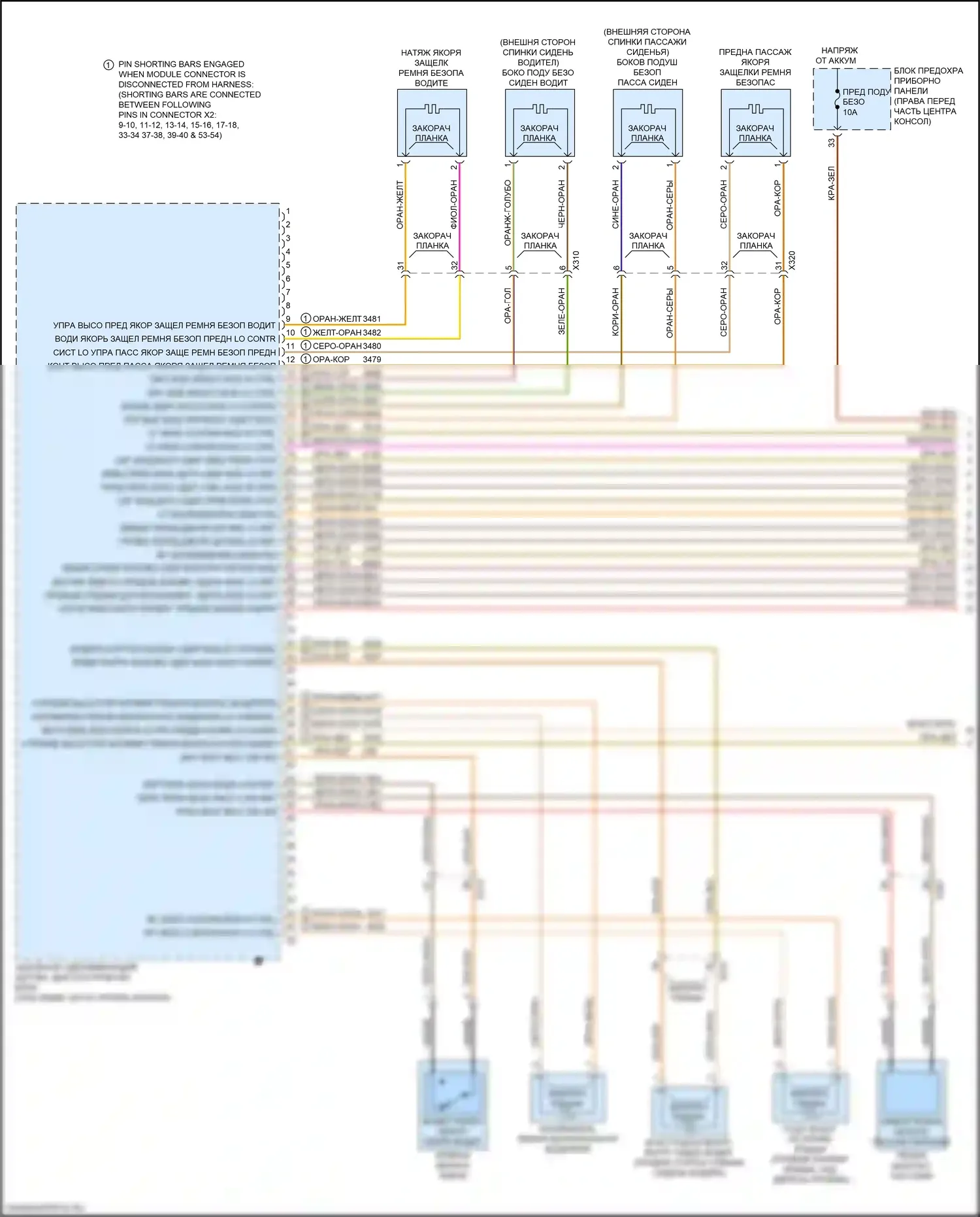 Acadia GMC II (2016-2019): Электросхема подушек безопасности (1 из 3) 