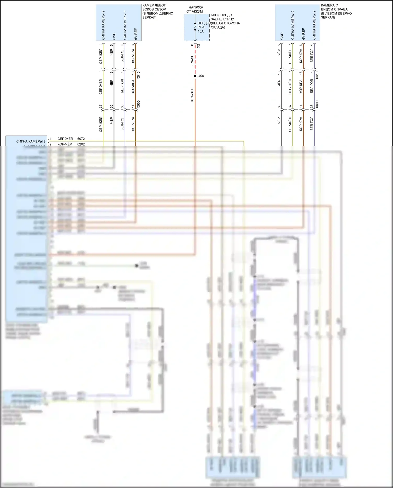 Acadia GMC II (2016-2019): Электросхема камеры кругового обзора 