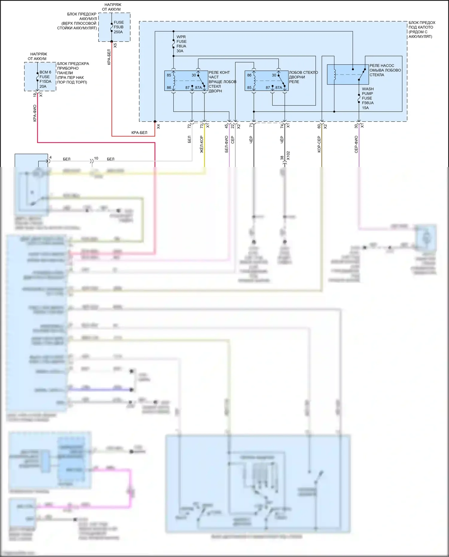 Canyon GMC II рестайлинг (2020-2022): Дворники и омыватели электросхема 