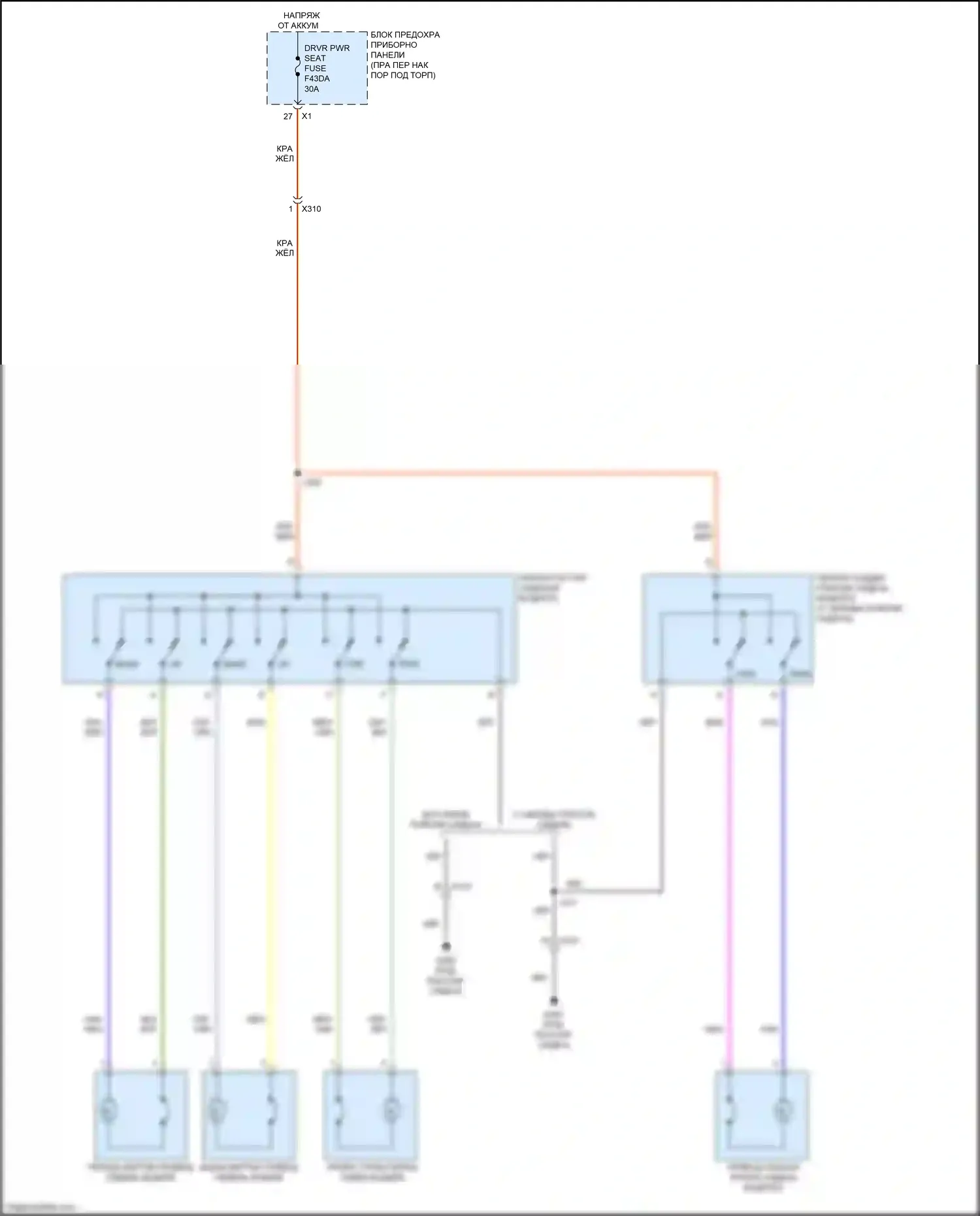 Canyon GMC II рестайлинг (2020-2022): Электросхема сиденья водителя с электроприводом, 6-сторонняя 