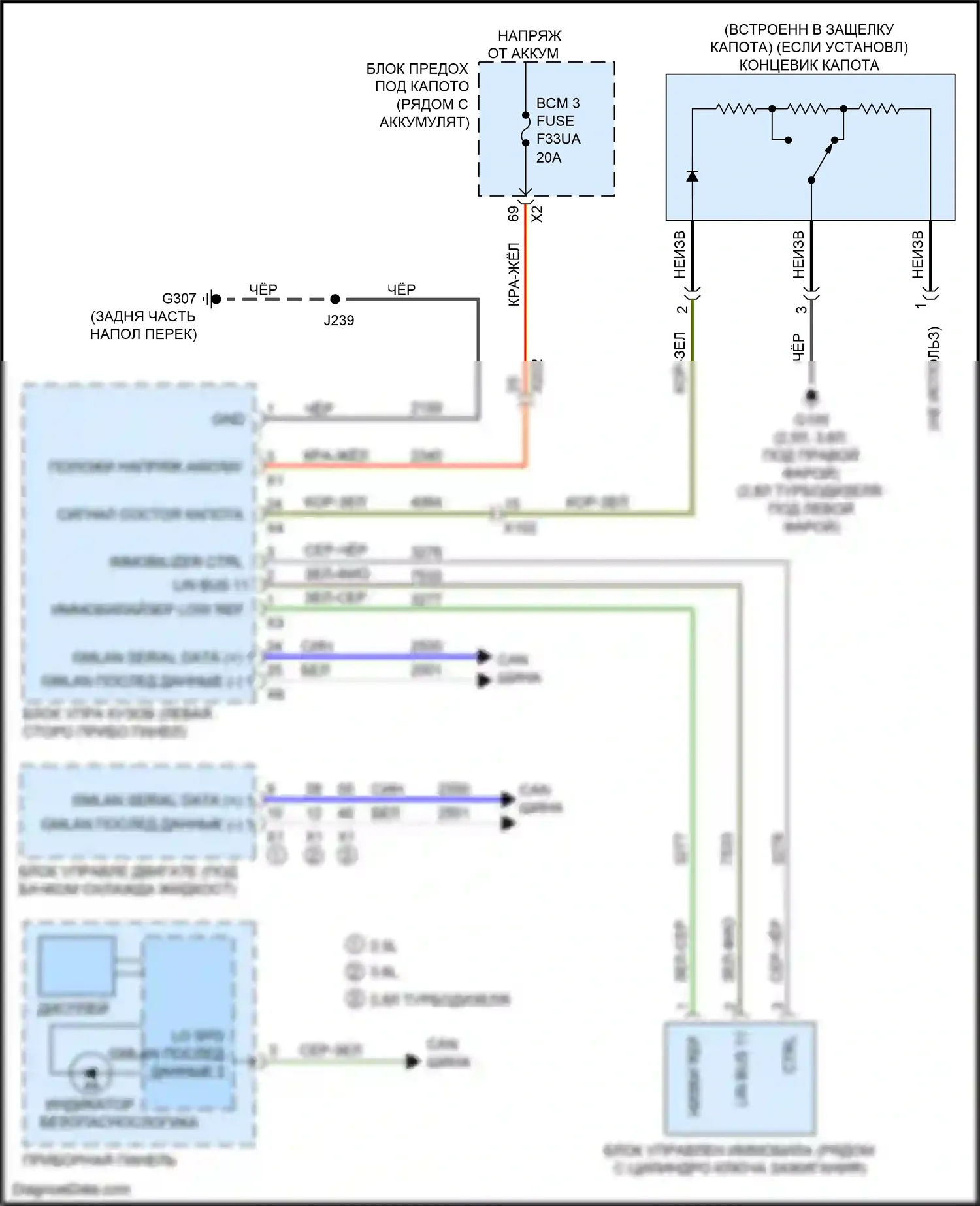 Canyon GMC II рестайлинг (2020-2022): Электросхема пассажирского ключа 
