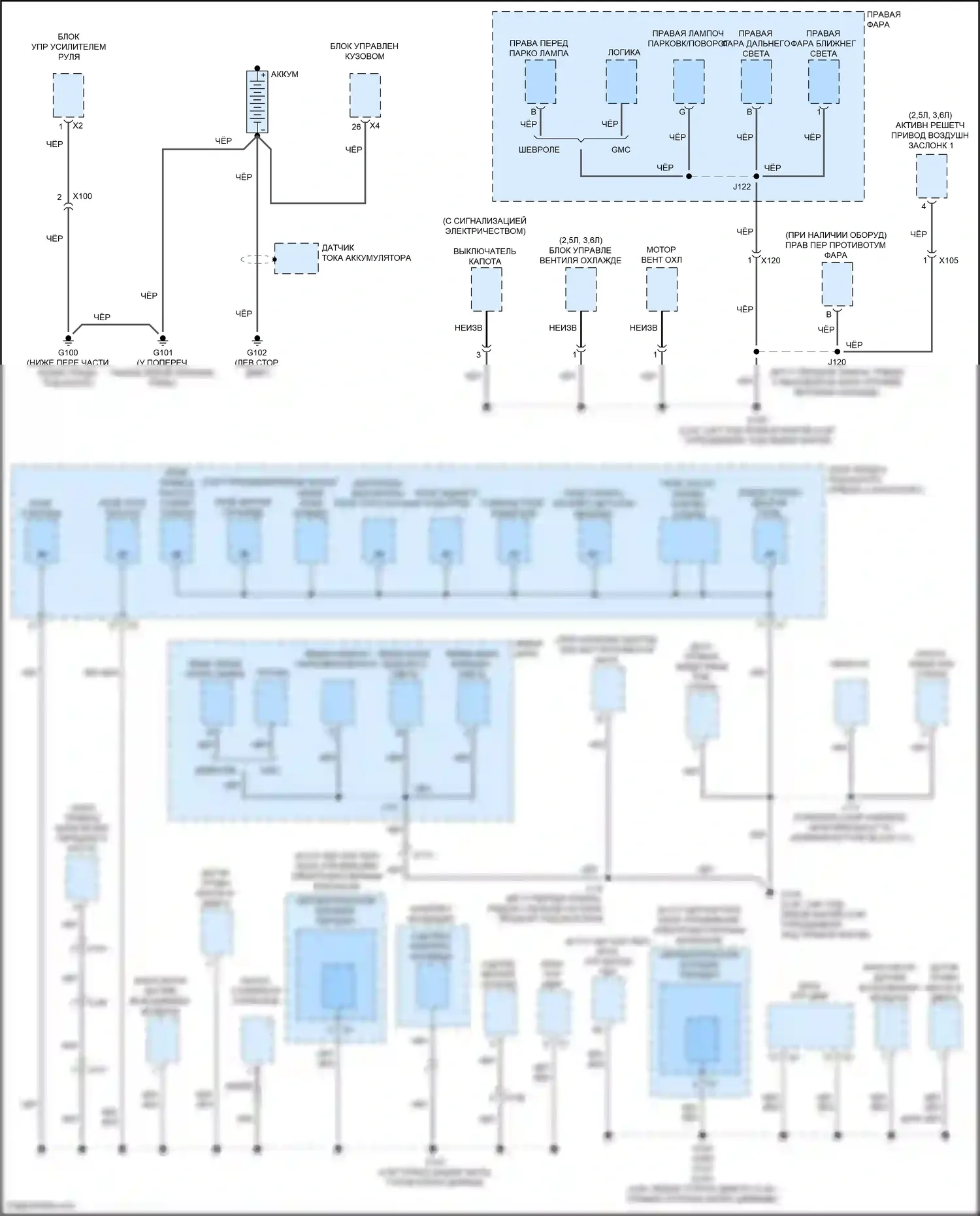 Canyon GMC II рестайлинг (2020-2022): Электросхема точек подключения масс (1 из 5) 