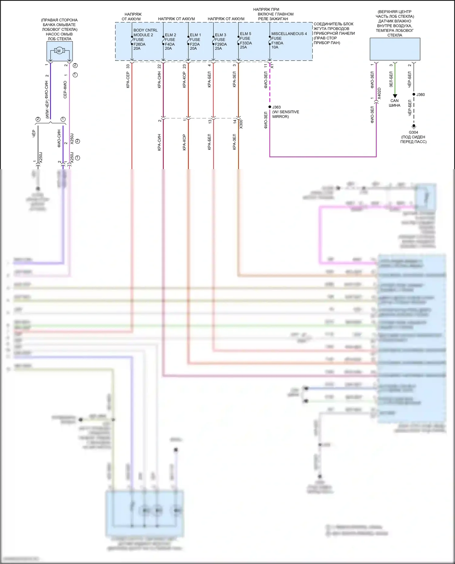 Canyon GMC III (2022-2024): Дворники и омыватели электросхема (2 из 2) 