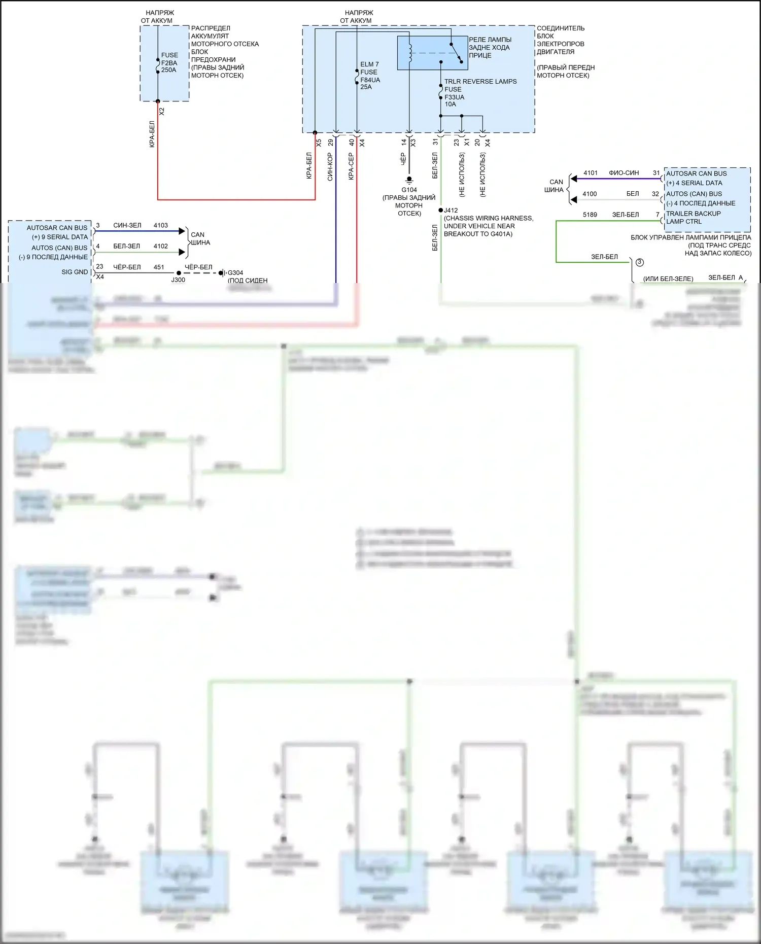 Canyon GMC III (2022-2024): Электросхема фонарей заднего хода 