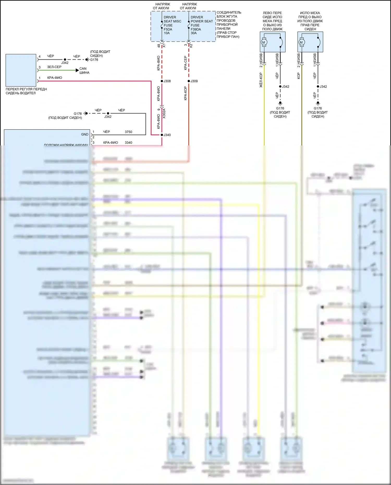 Canyon GMC III (2022-2024): Электросхема сиденья памяти водителя 