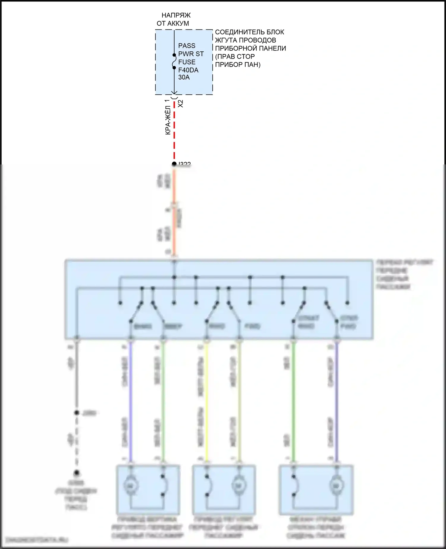 Canyon GMC III (2022-2024): Электросхема сиденья питания для пассажиров 