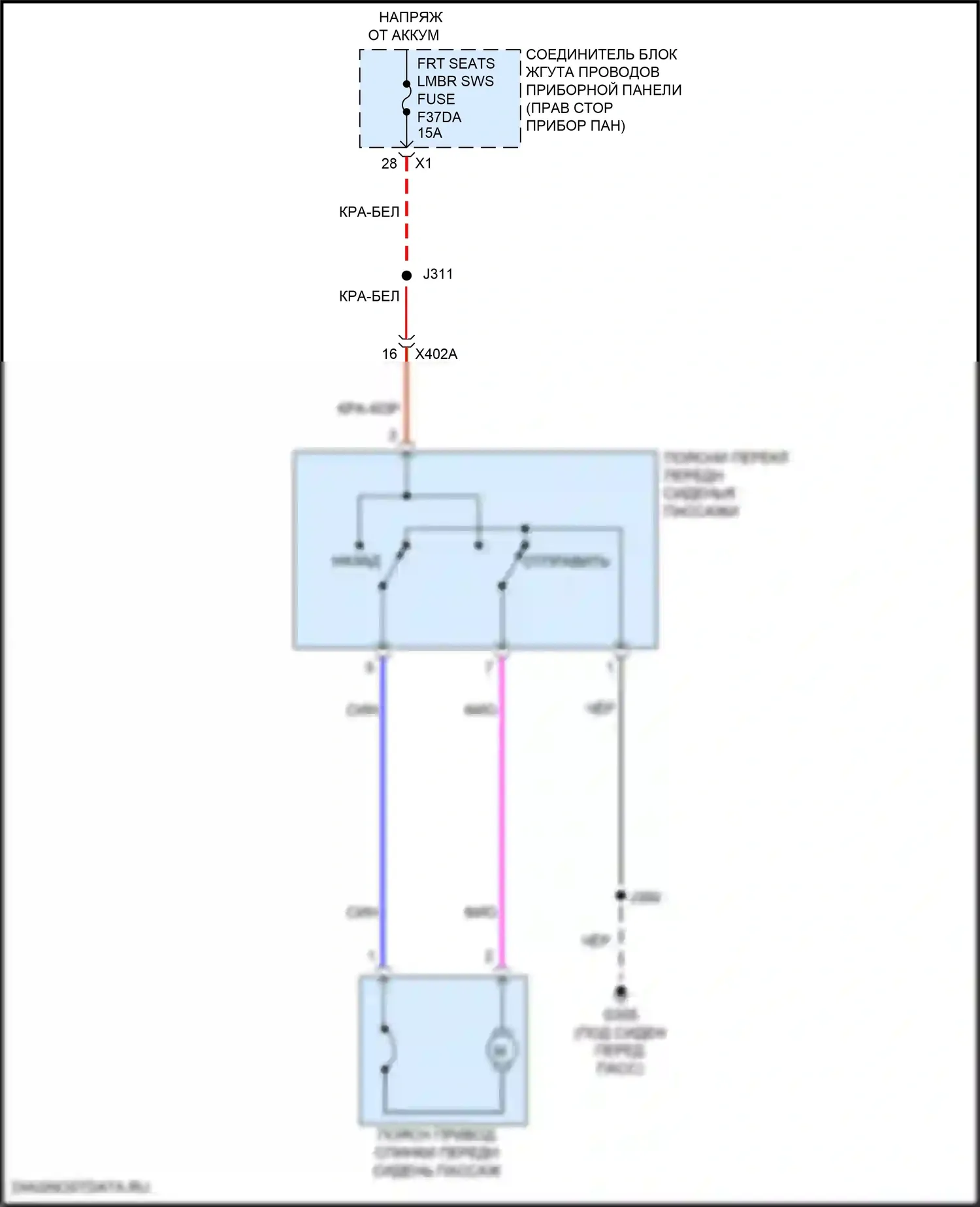 Canyon GMC III (2022-2024): Поясничная электросхема пассажира 