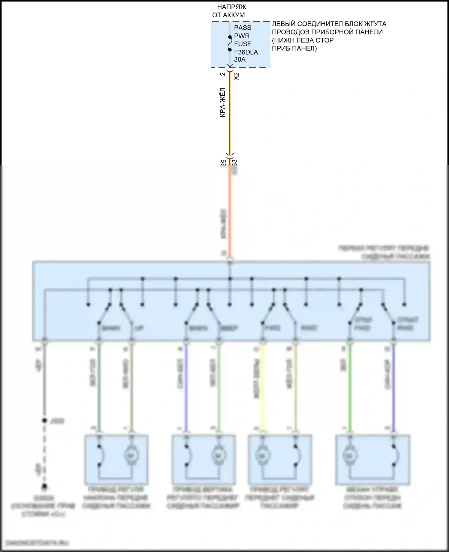 Hummer EV GMC I (2021-2024): Электросхема сиденья питания для пассажиров 