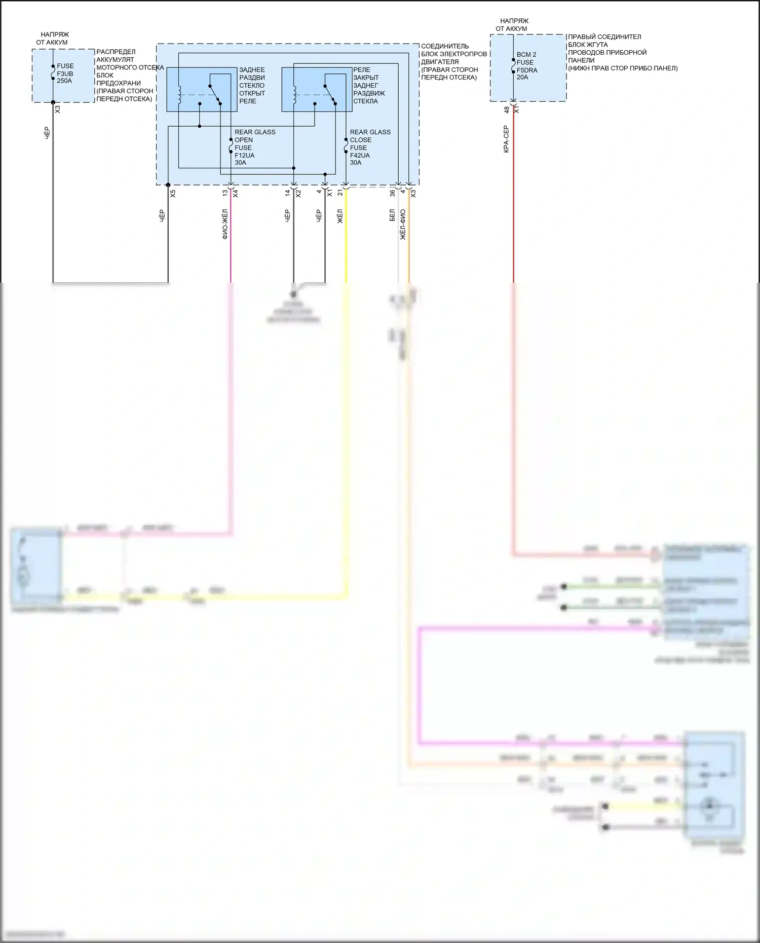 Hummer EV GMC I (2021-2024): Электросхема раздвижного заднего стекла 