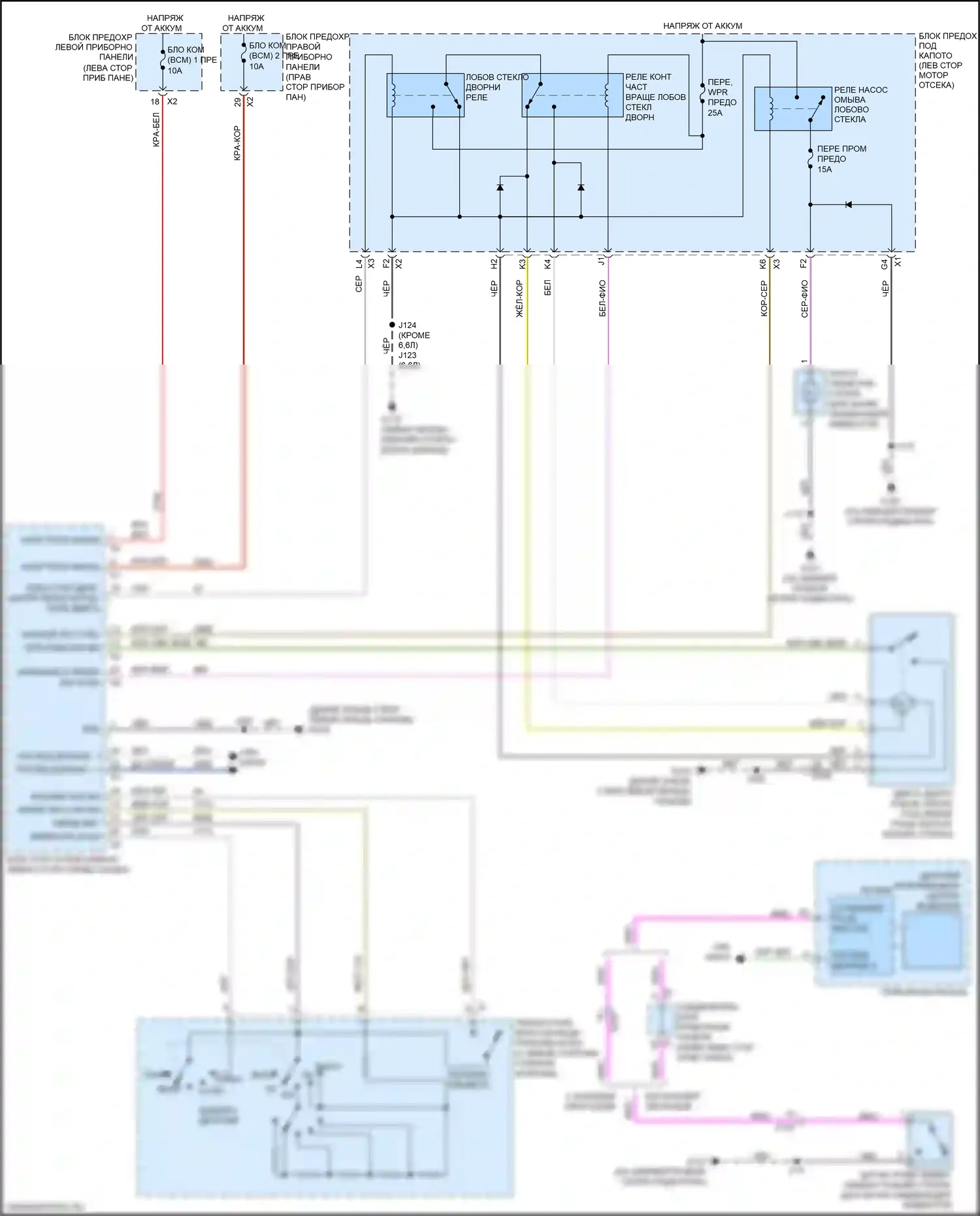 Sierra GMC III рестайлинг (2015-2018): Дворники и омыватели электросхема 