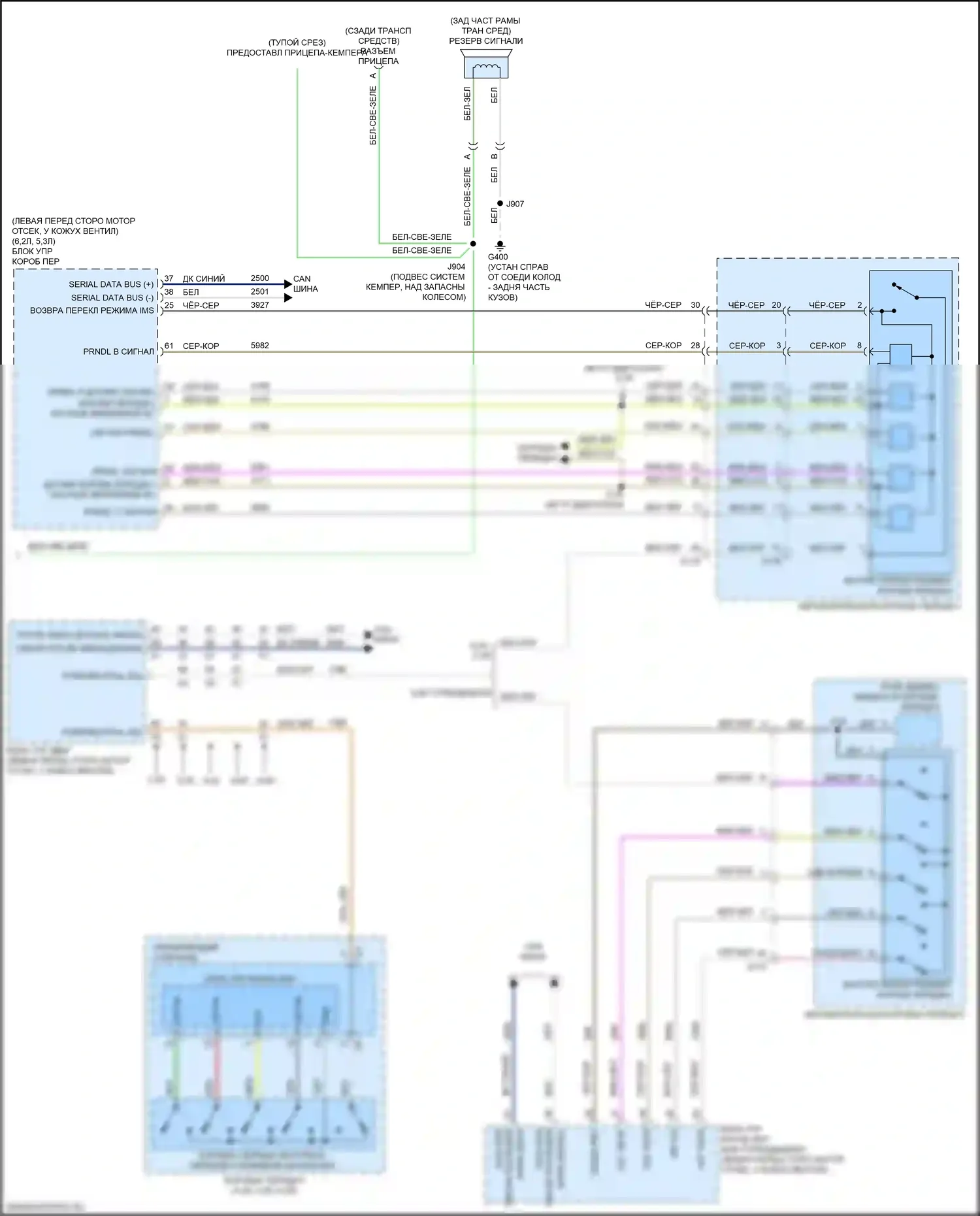 Sierra GMC III рестайлинг (2015-2018): Электросхема фонарей заднего хода (2 из 2) 