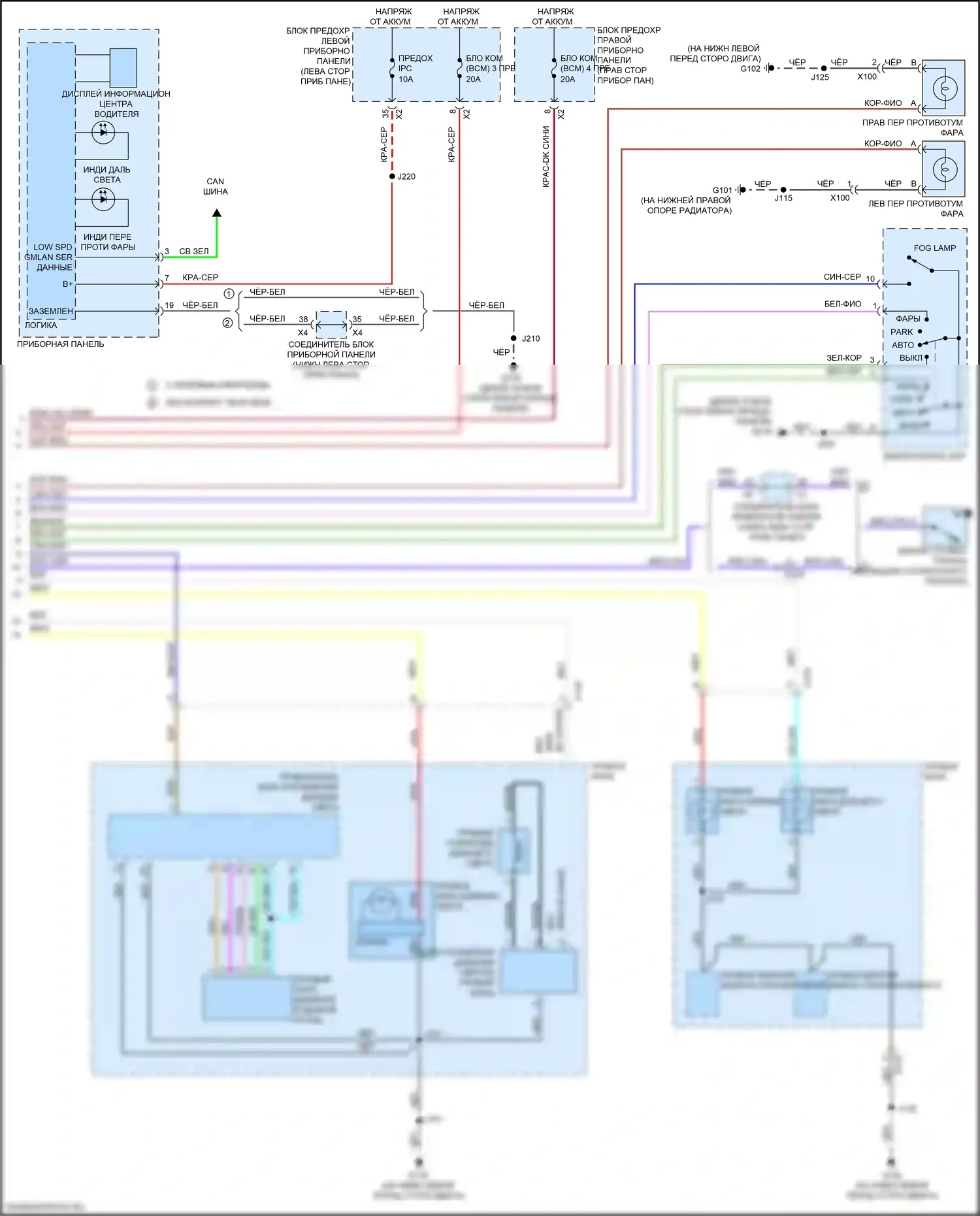 Sierra GMC III рестайлинг (2015-2018): Электросхема фар (2 из 2) 