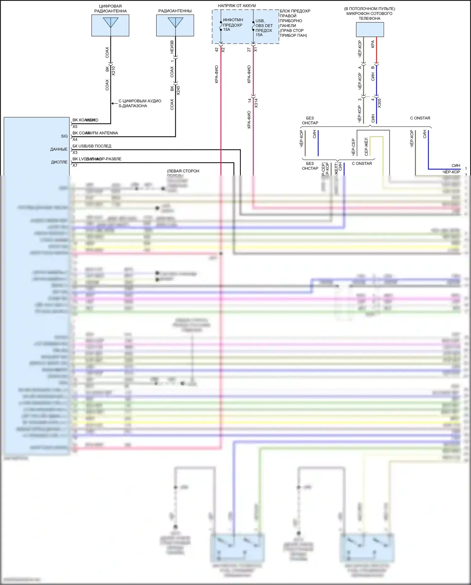 Sierra GMC III рестайлинг (2015-2018): Электросхема магнитолы, средний уровень (1 из 3) 