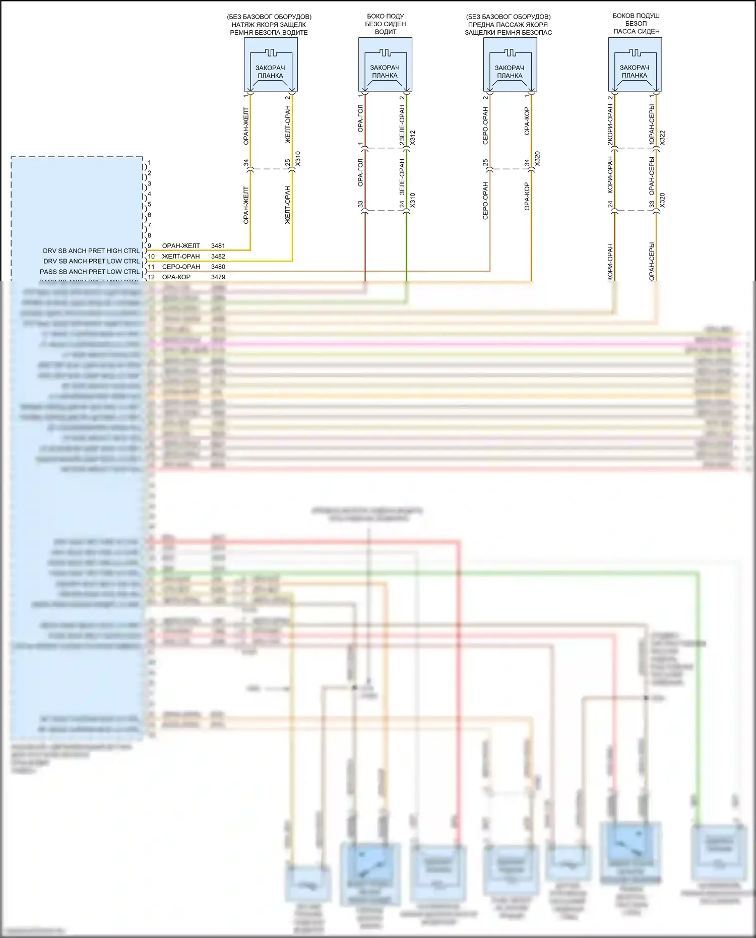 Sierra GMC III рестайлинг (2015-2018): Электросхема подушек безопасности (1 из 3) 