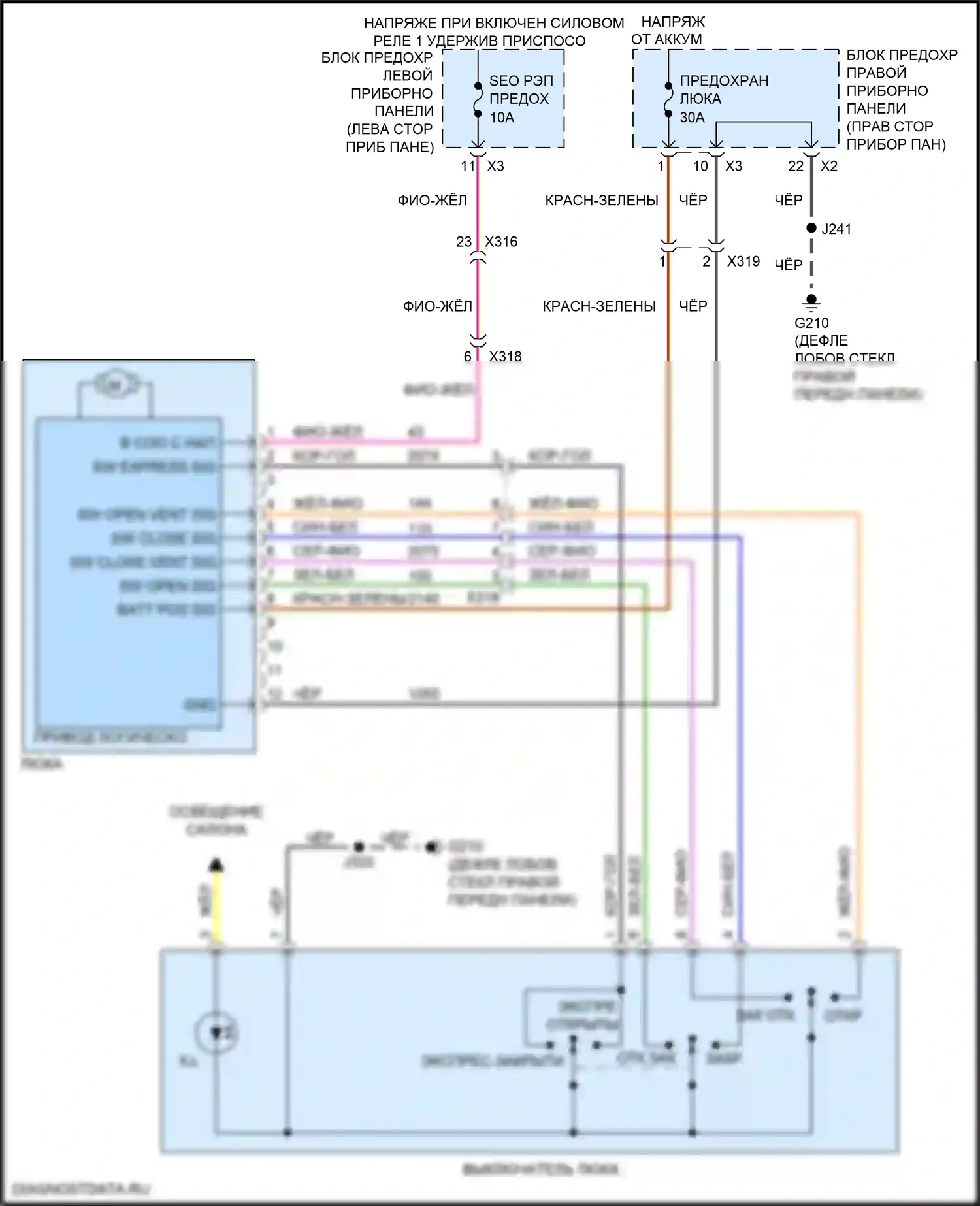 Sierra GMC III рестайлинг (2015-2018): Электросхема складной крыши/люка 