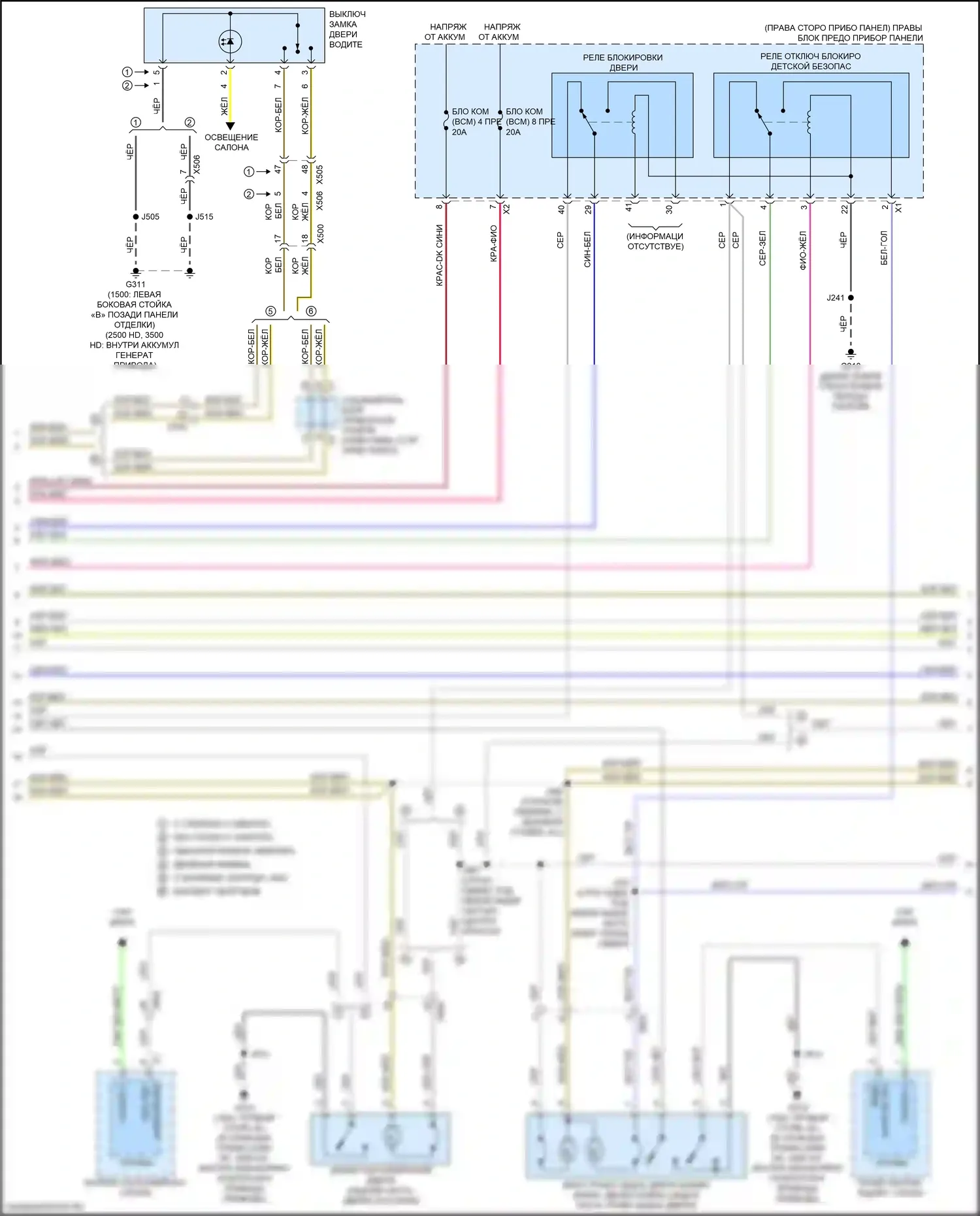 Sierra GMC III рестайлинг (2015-2018): Электросхема центрального замка (2 из 3) 