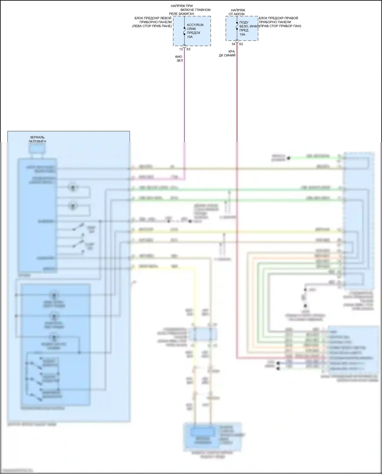 Sierra GMC III рестайлинг (2015-2018): Электросхема электрохромного зеркала 