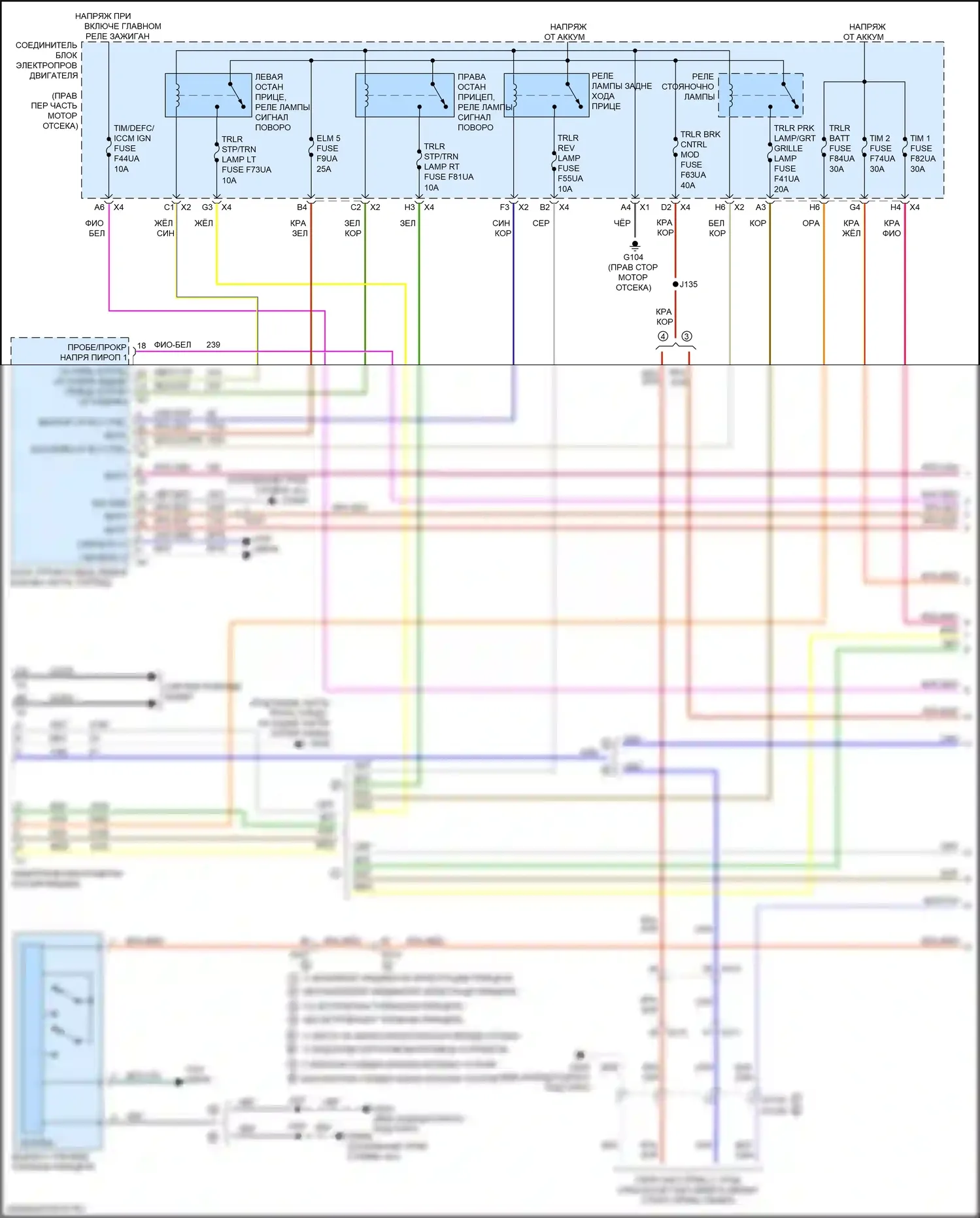 Sierra GMC IV рестайлинг (2022-2024): Электросхема буксировки прицепа (1 из 2) 