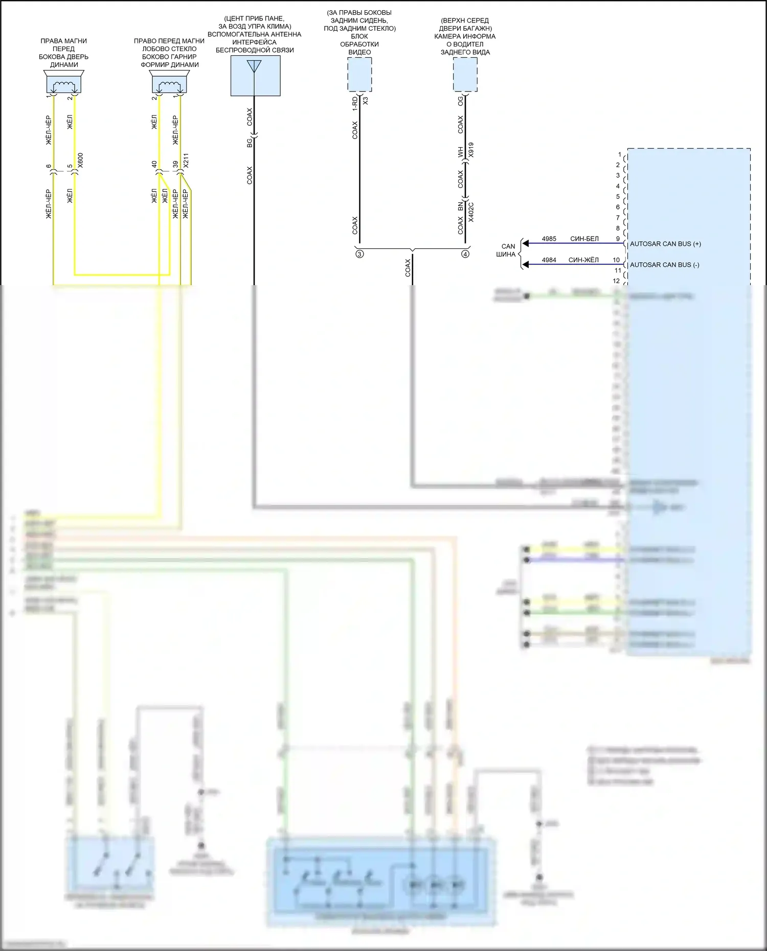 Sierra GMC IV рестайлинг (2022-2024): Электросхема магнитолы, средний/высокий уровень с фирменным усилителем объемного звучания (5 из 5) 