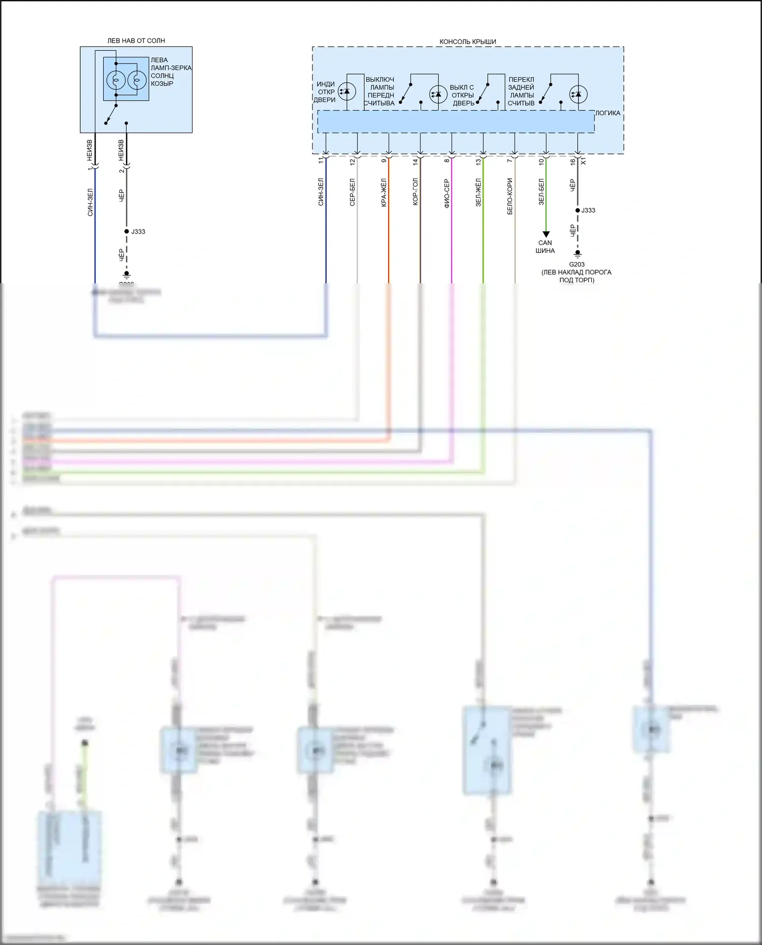 Sierra GMC IV рестайлинг (2022-2024): Электросхема освещения салона (3 из 3) 