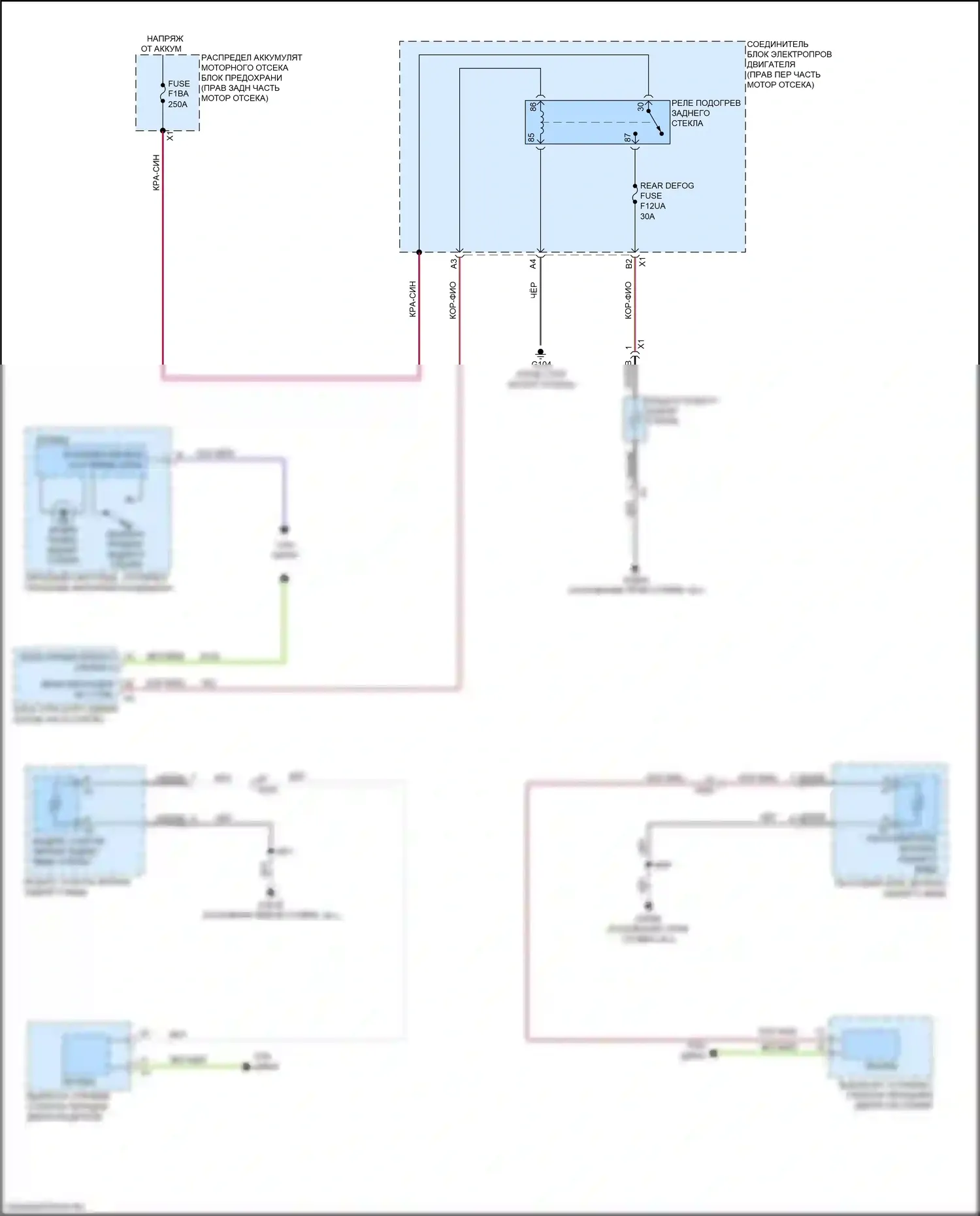 Sierra GMC IV рестайлинг (2022-2024): Электросхема подогрева стекол 
