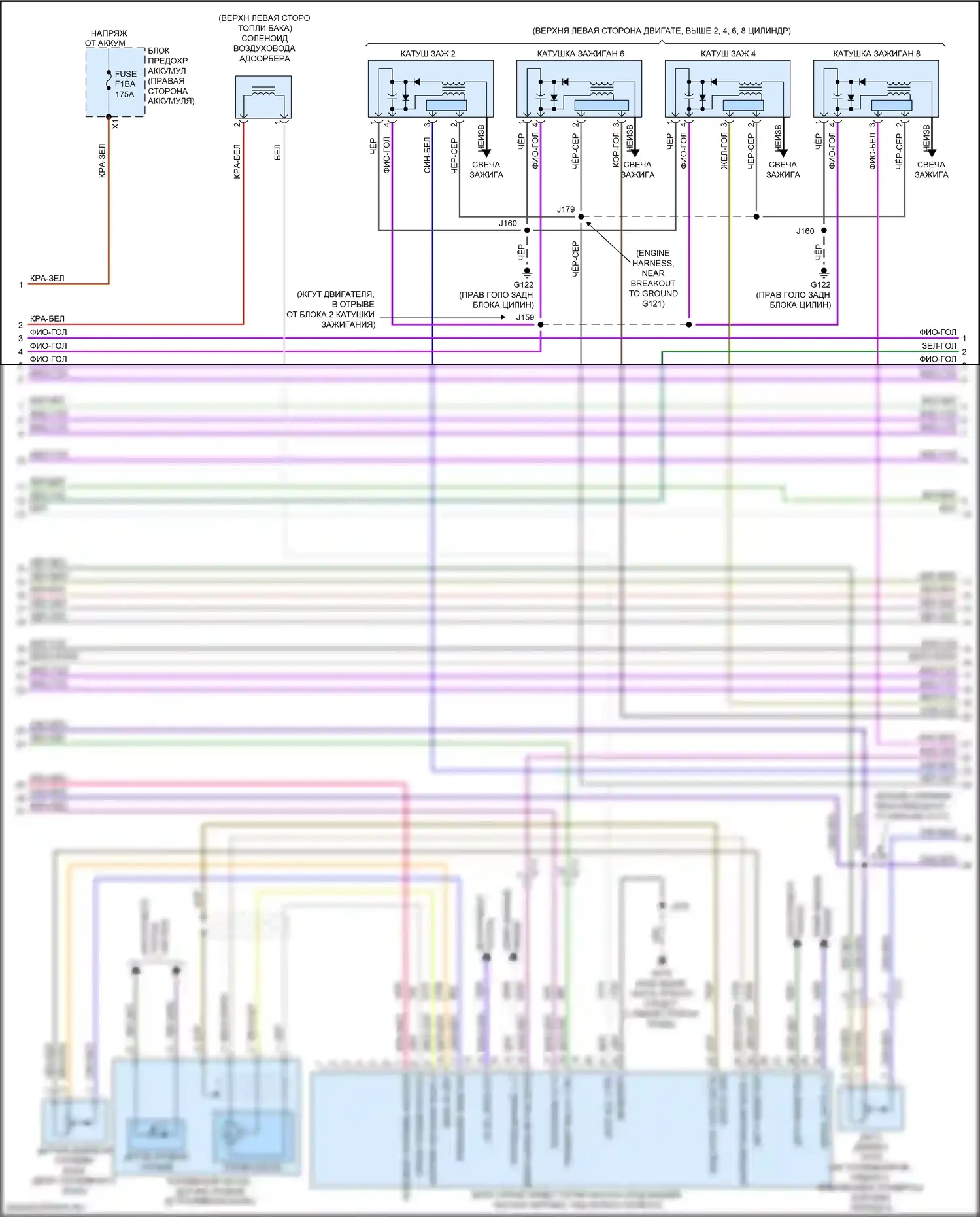 Sierra GMC IV (2018-2022): Электросхема двигателя 5.3l vin f (3 из 7) 