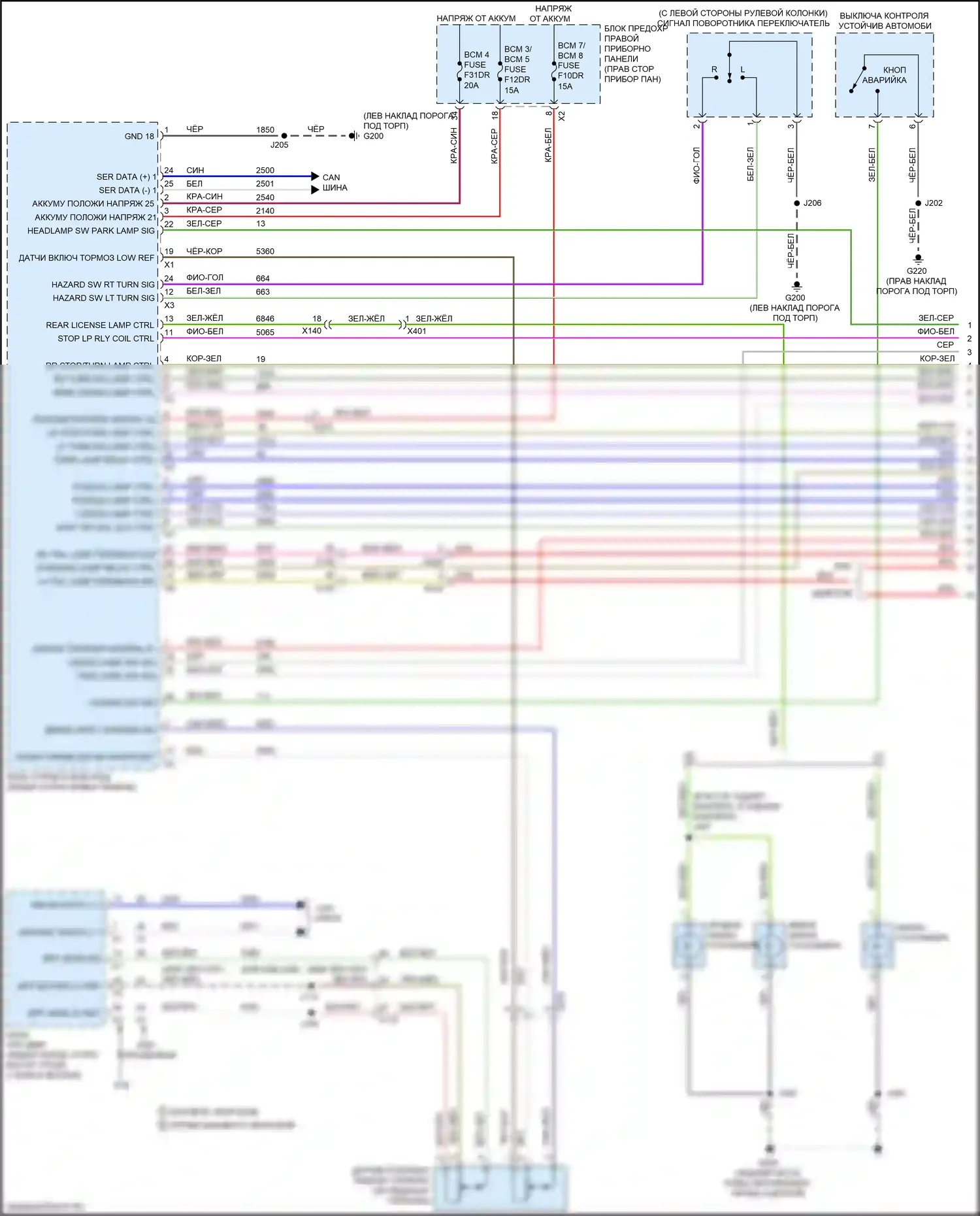 Sierra GMC IV (2018-2022): Электросхема фар и фонарей (1 из 8) 