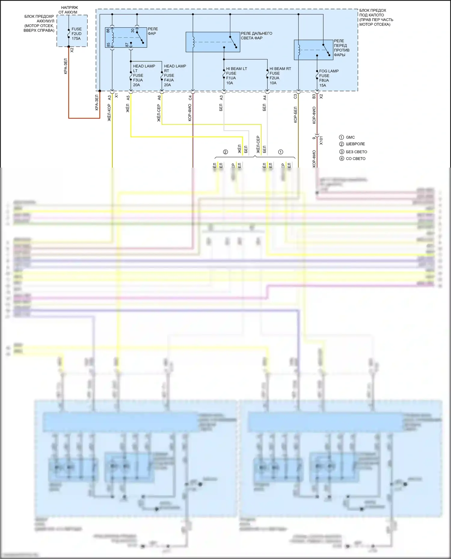 Sierra GMC IV (2018-2022): Электросхема фар (2 из 4) 