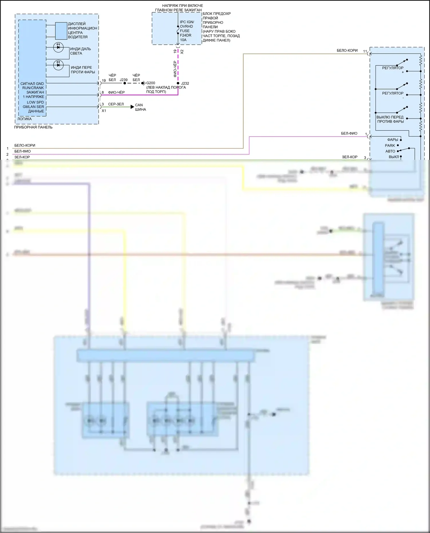 Sierra GMC IV (2018-2022): Электросхема фар, со светодиодными фарами, за исключением высокого загородного пакета (3 из 3) 