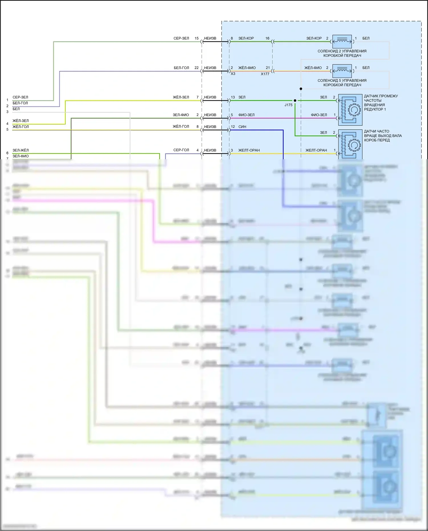Sierra GMC IV (2018-2022): Электросхема автоматической коробки передач, 10 скоростей (4 из 4) 