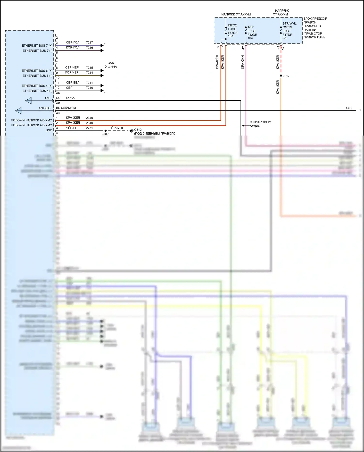 Sierra GMC IV (2018-2022): Электросхема магнитолы, средний/высокий уровень без усилителя (1 из 3) 