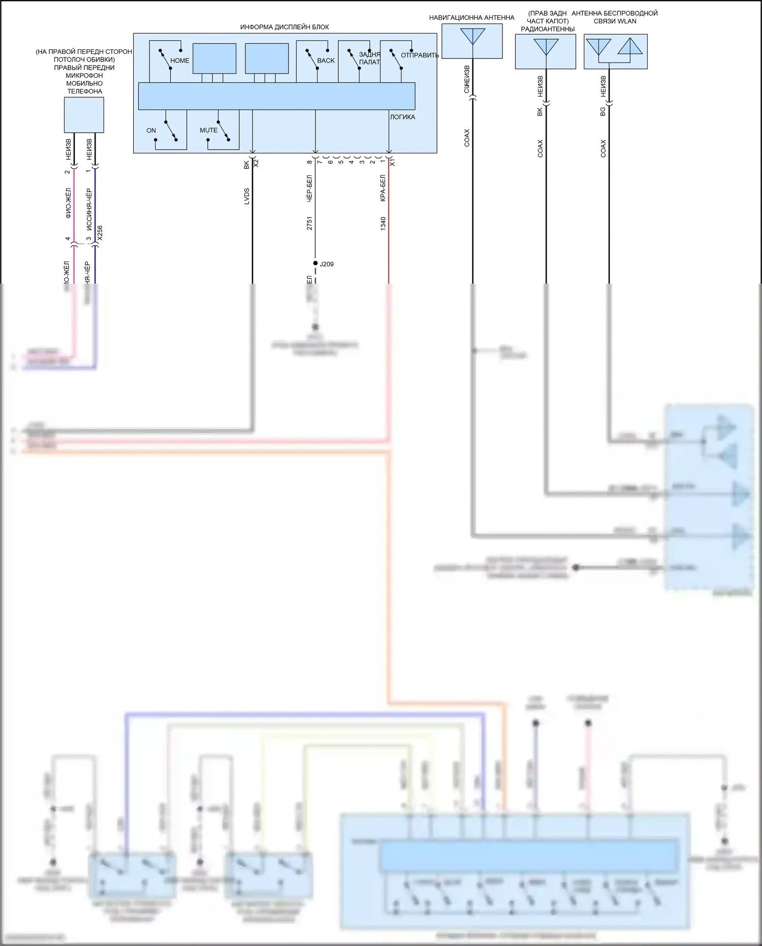 Sierra GMC IV (2018-2022): Электросхема магнитолы, средний/высокий уровень без усилителя (3 из 3) 