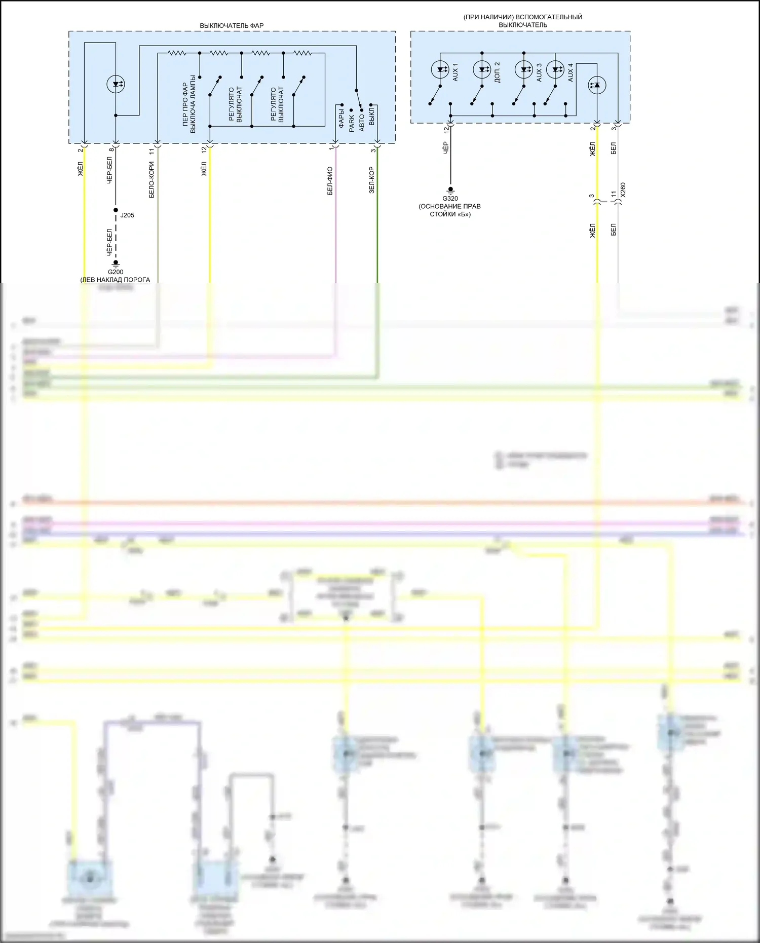 Sierra GMC IV (2018-2022): Электросхема подсветки приборной панели (2 из 3) 