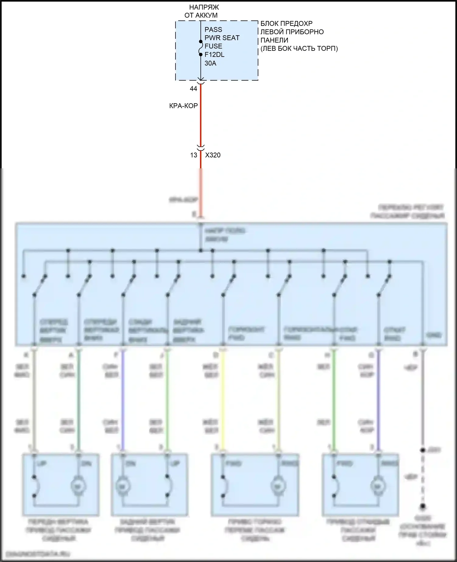 Sierra GMC IV (2018-2022): Электросхема сиденья питания для пассажиров 