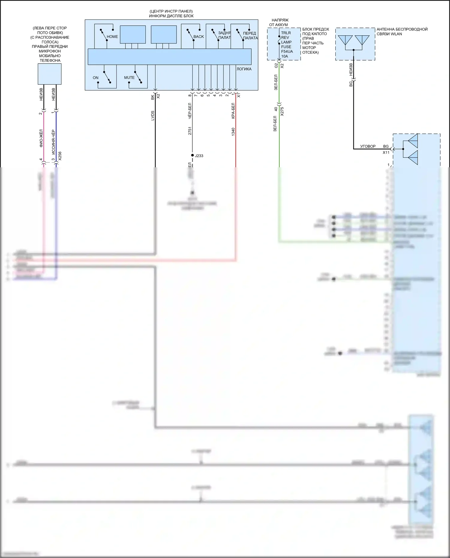 Sierra GMC IV (2018-2022): Электросхема навигации, средний/высокий уровень с усилителем (3 из 4) 