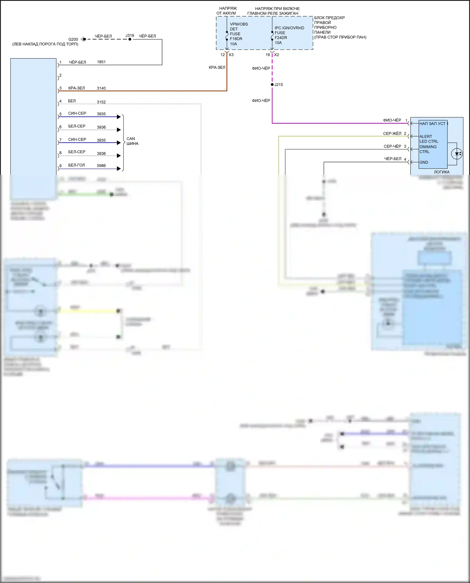 Sierra GMC IV (2018-2022): Электросхема сигнализации о выезде с полосы движения 